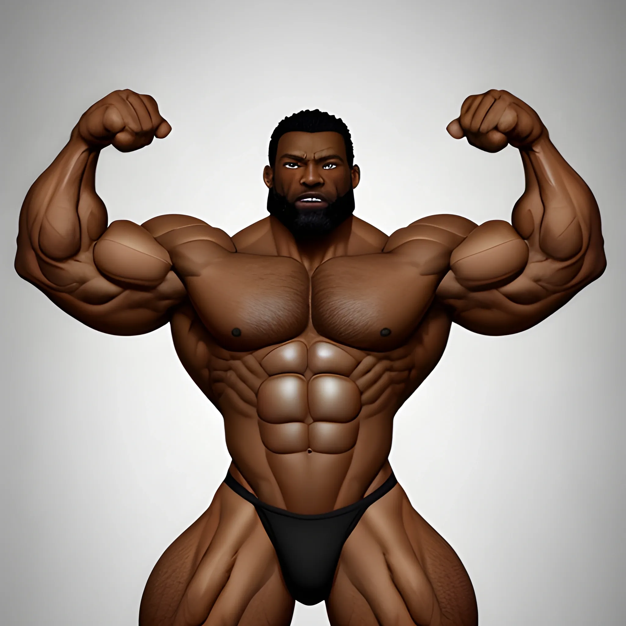 a muscular black man in a thong on, hairy body, masculine muscular figure, muscular werewolf, muscular masculine figure, heroic masculine pose, portrait of a muscular man, muscular gigachad benediction, attractive muscular man, muscular man, muscular character, male barbarian, muscular men, gigachad muscular, strong masculine features, muscular male hero, hypermasculine, full body portrait 