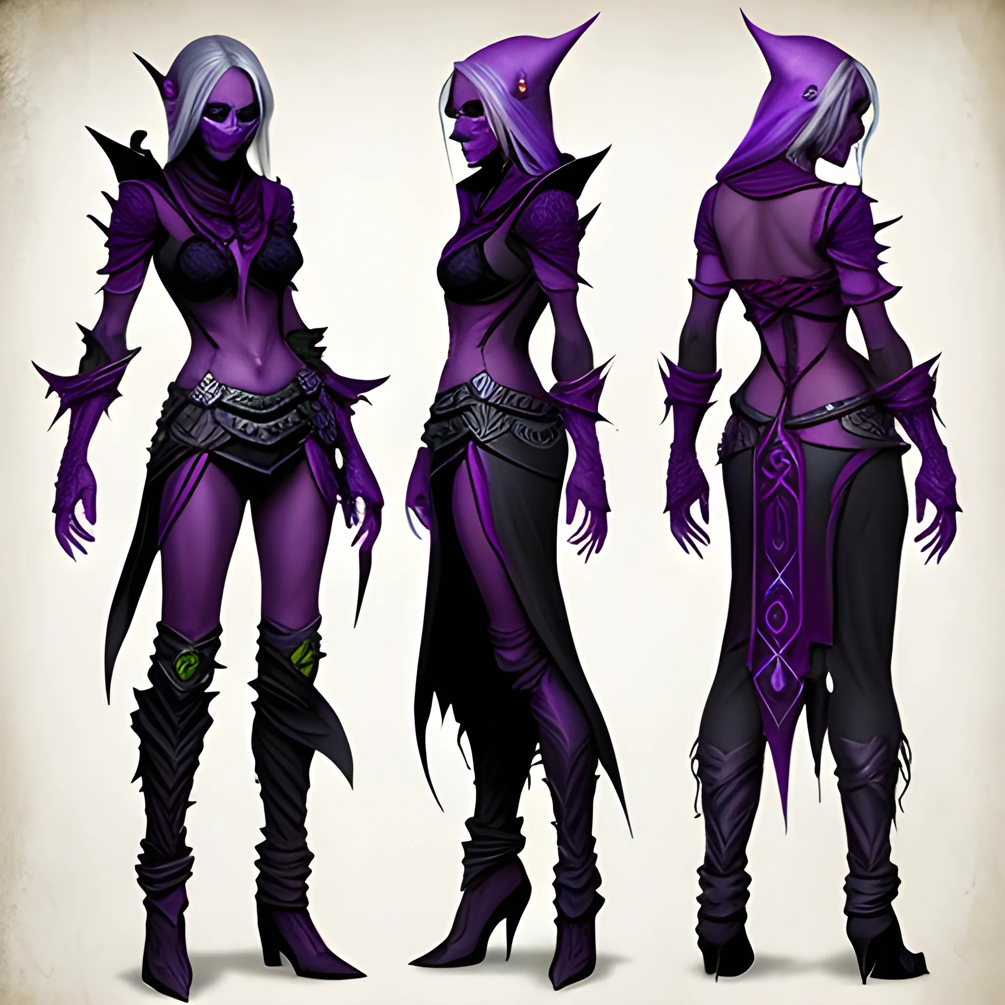 warlock, witch sorceress human renegade drow, elf, Rpg Concept Art, fantasy, dark fantasy character, Pathfinder, adopt adoptable oriental vampire, clothes cool cute design, Baldur's Gate 3 evil