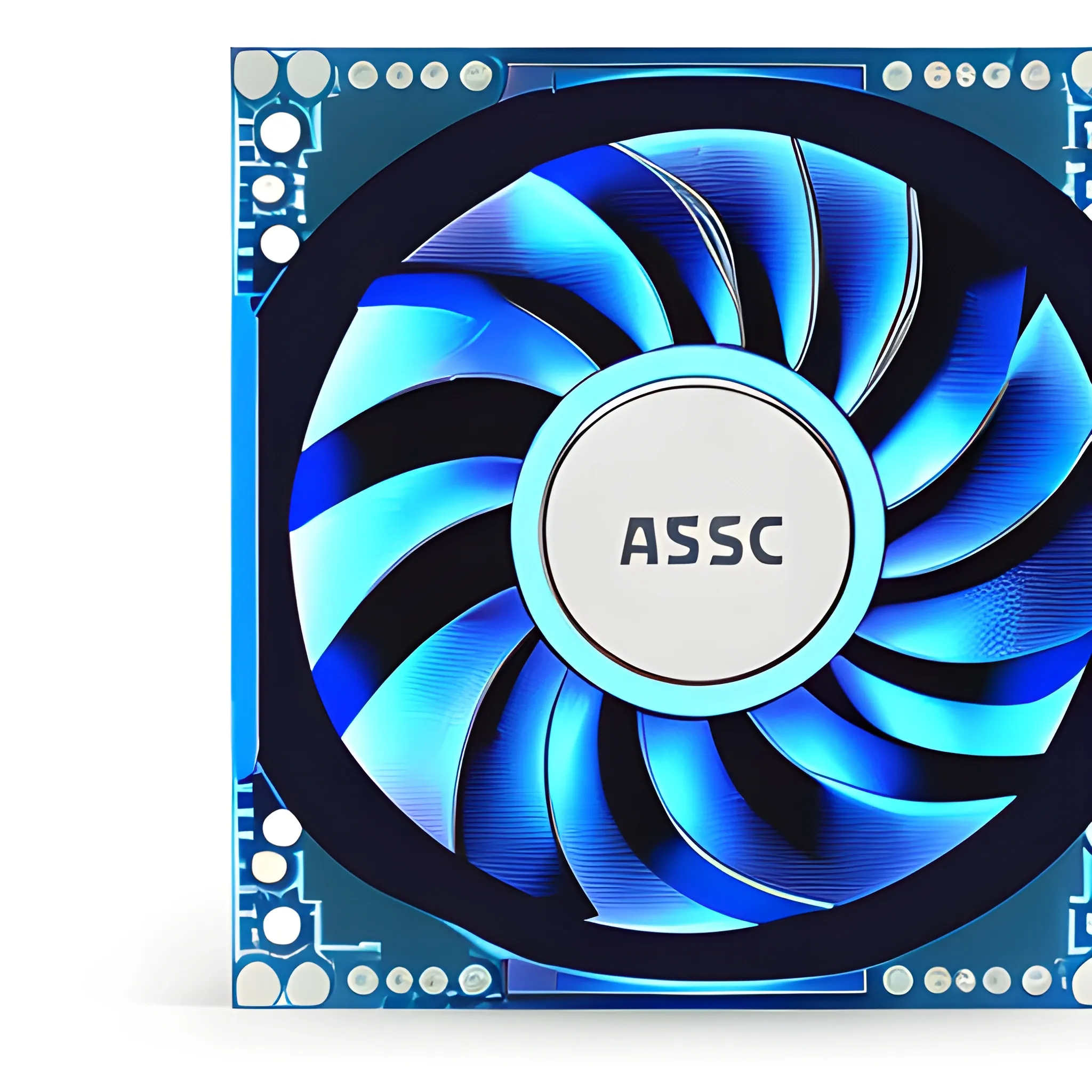 a blue asic crypto miner with white background