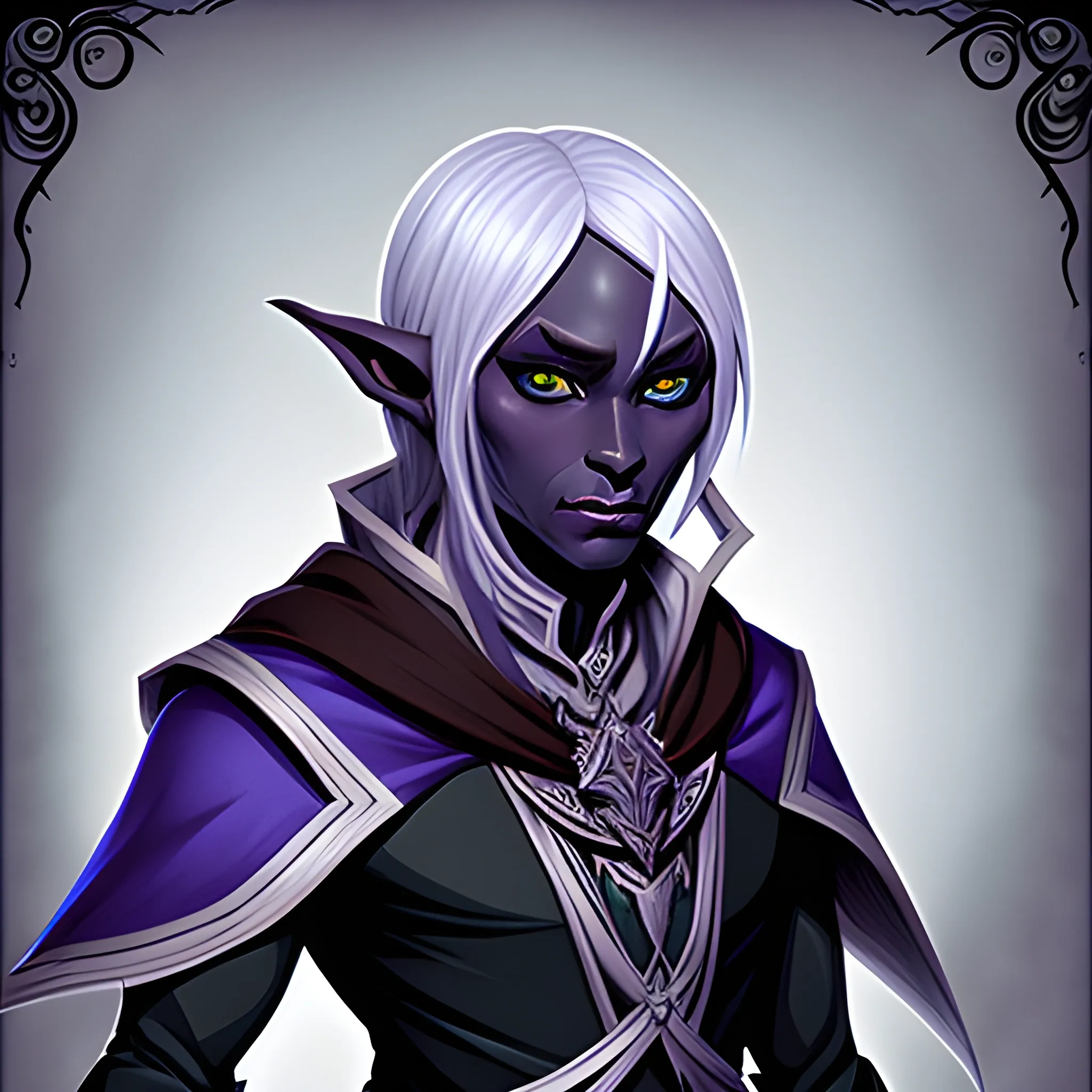 Drow, elf, fantasy art, portrait, fantasy, Anime Man, Pathfinder, dnd character design, DnD characters, DnD OC, dnd, dungeons and dragons, adopt adoptable clothes cool cute design fantasy characterdesign ado