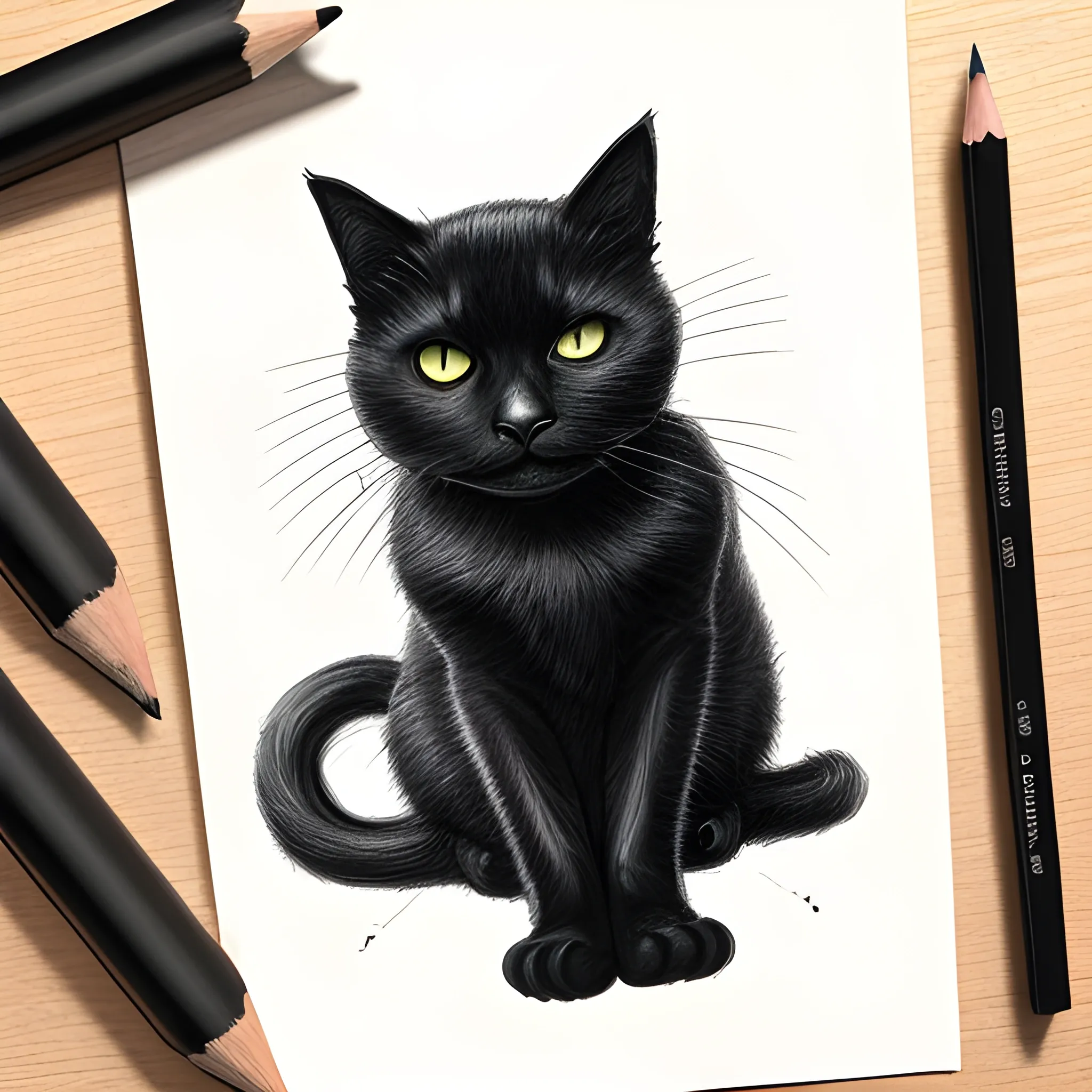 black cat, Pencil Sketch