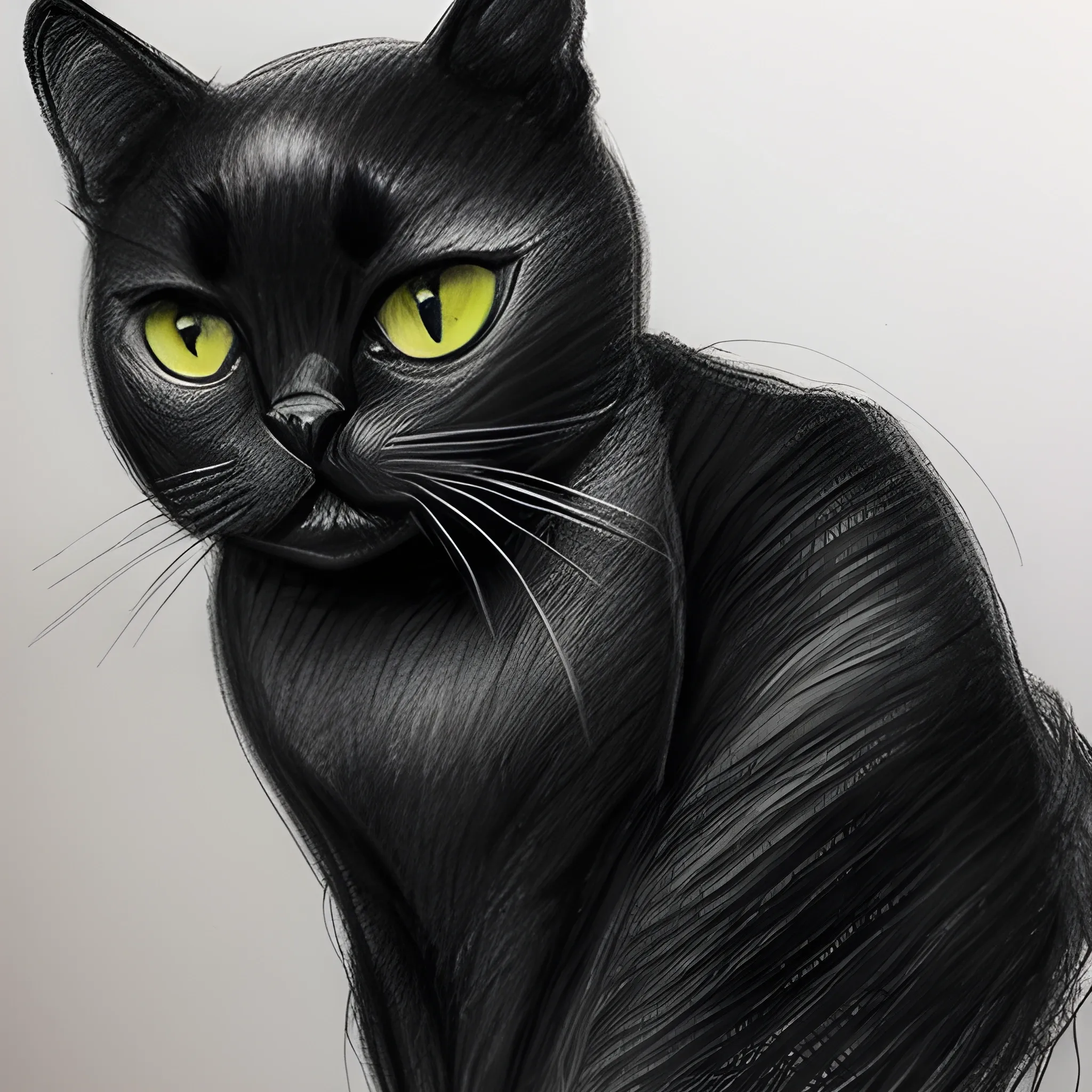 black cat, Pencil Sketch