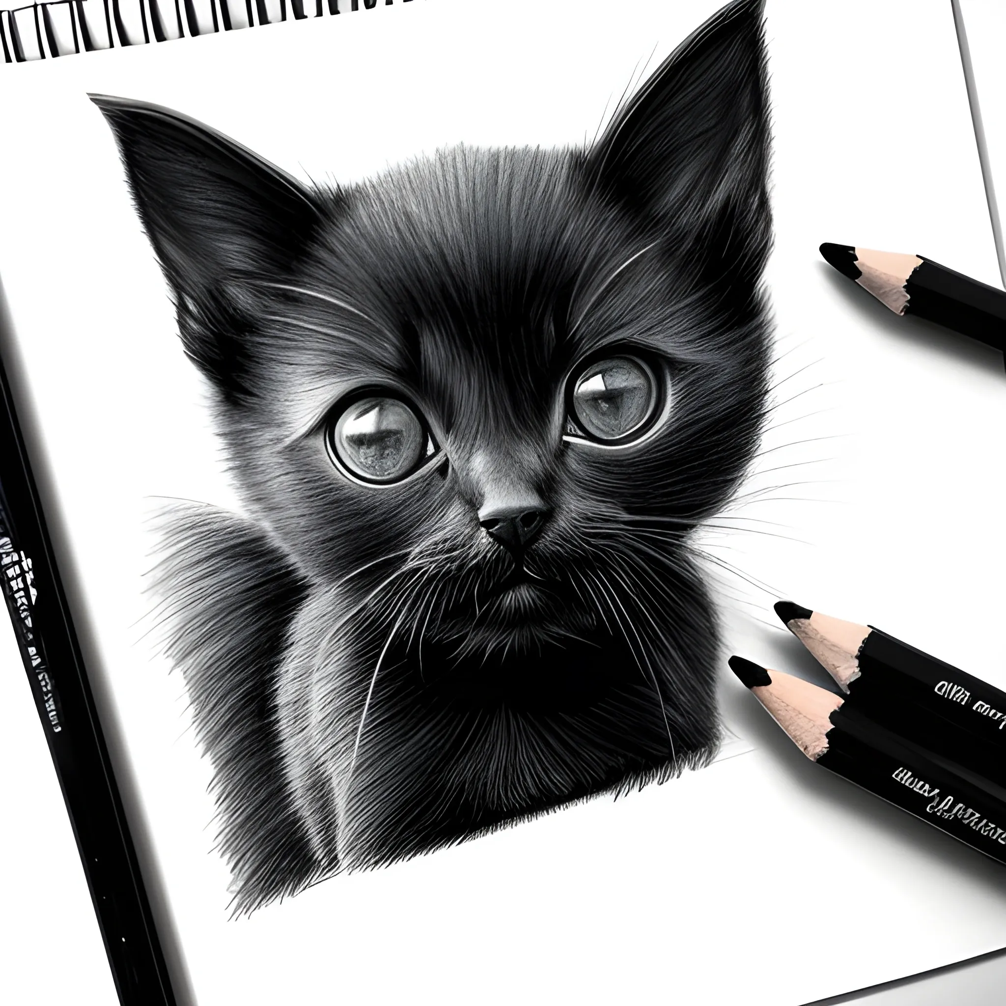 black kitten eyes, Pencil Sketch