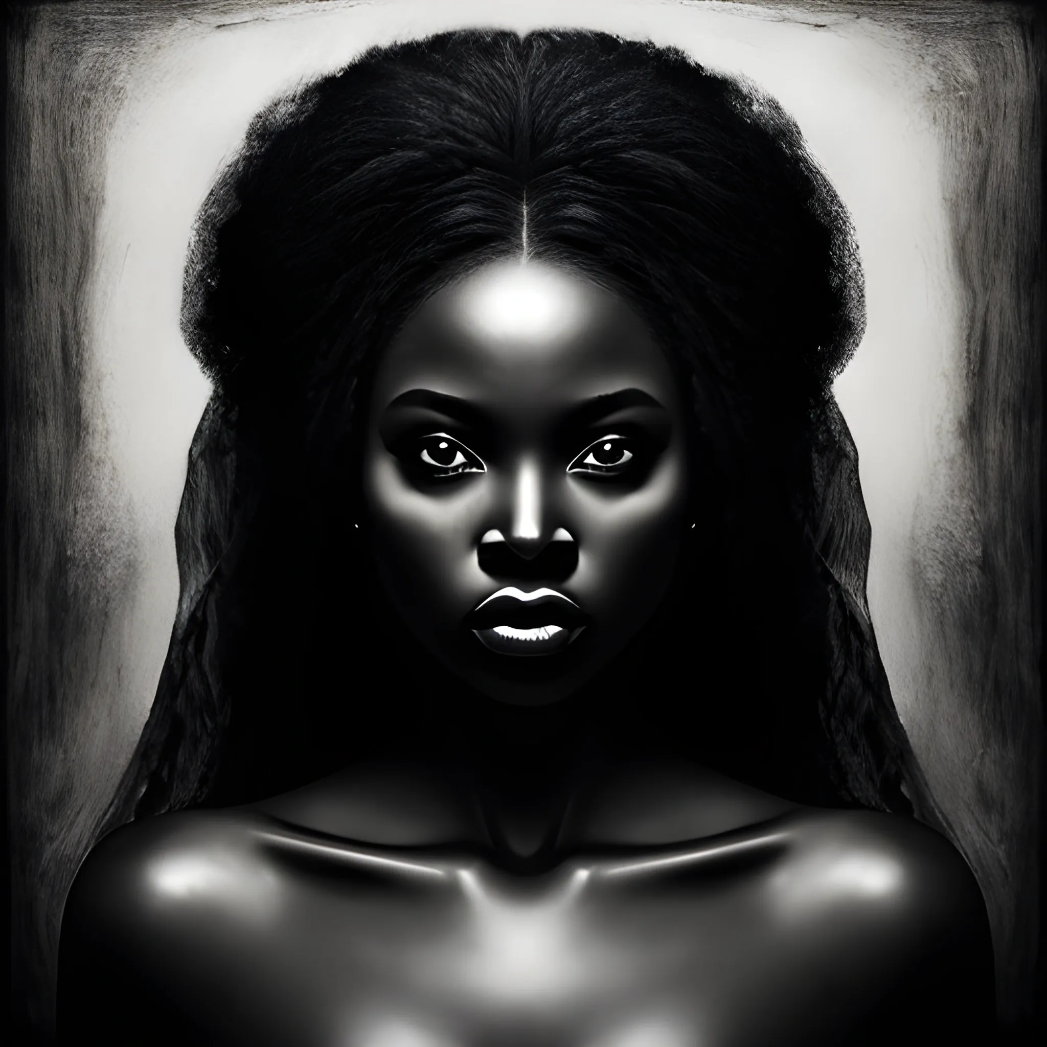 Black mysterious woman, portrait version, deep and artistic, master work, 3D, Water Color