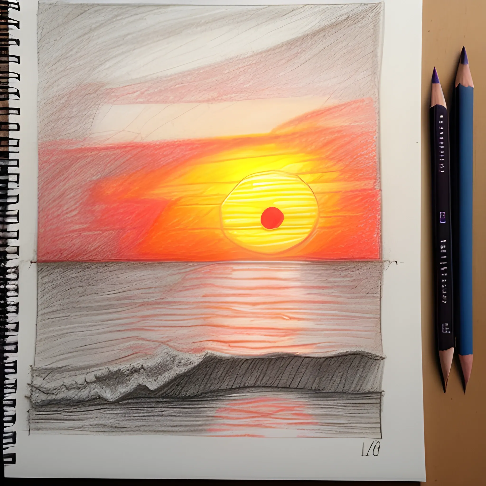  sunset, Pencil Sketch