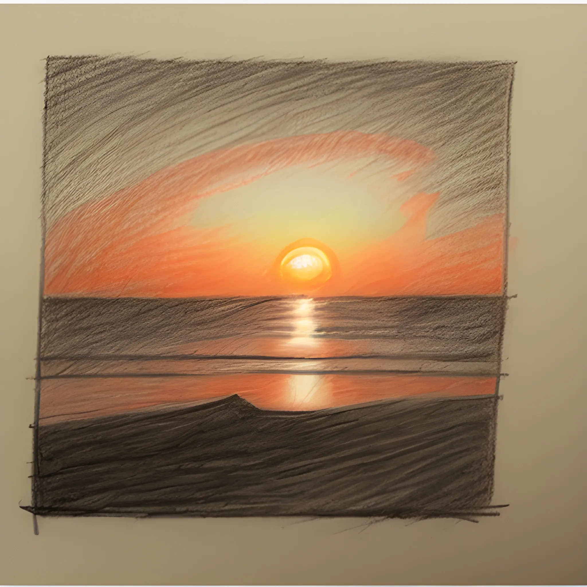 sunset, Pencil Sketch