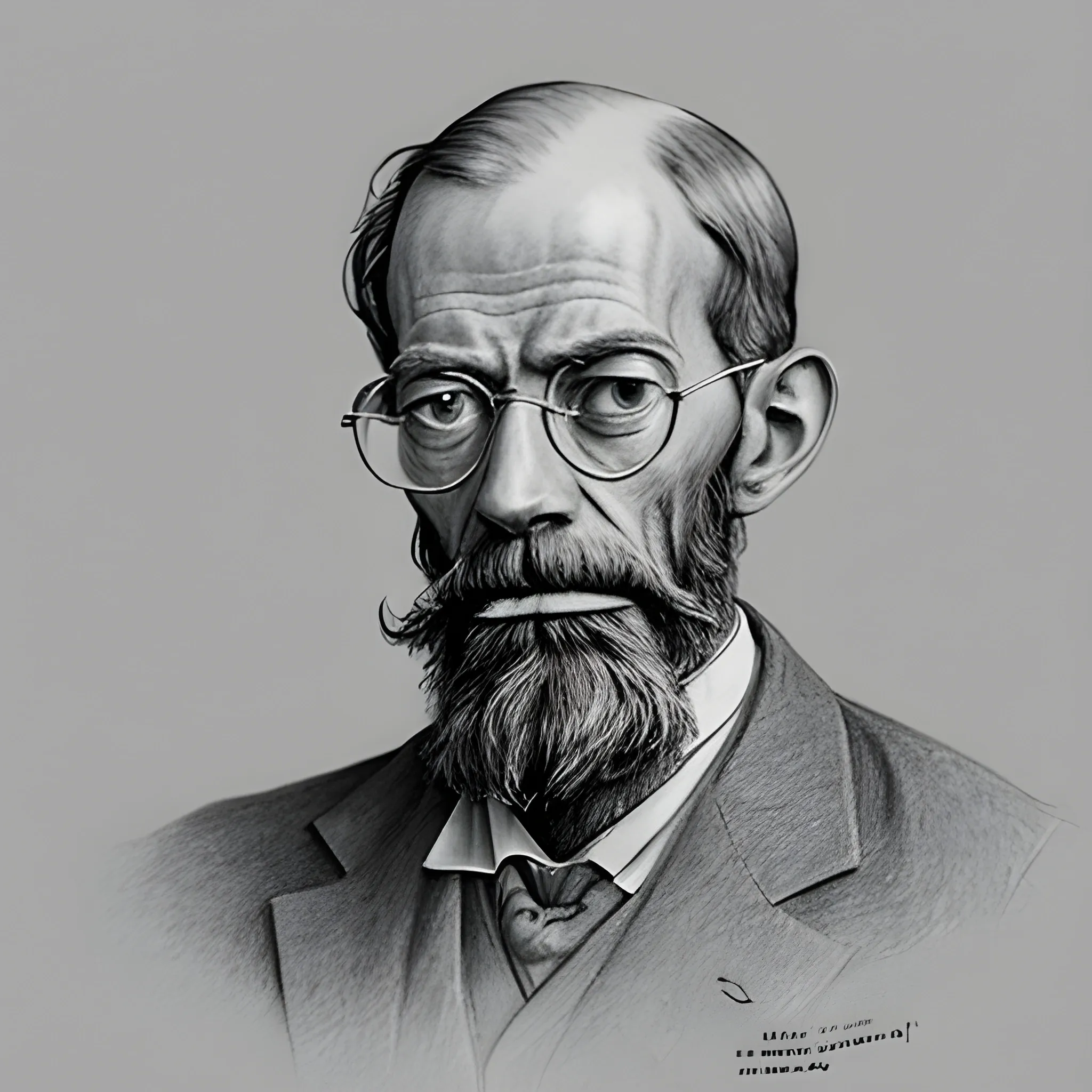 Wilhelm Wundt haciendo un experimento psicológico en su 1º Laboratorio de Leipzig, Realistic, 1:1, Pencil Sketch