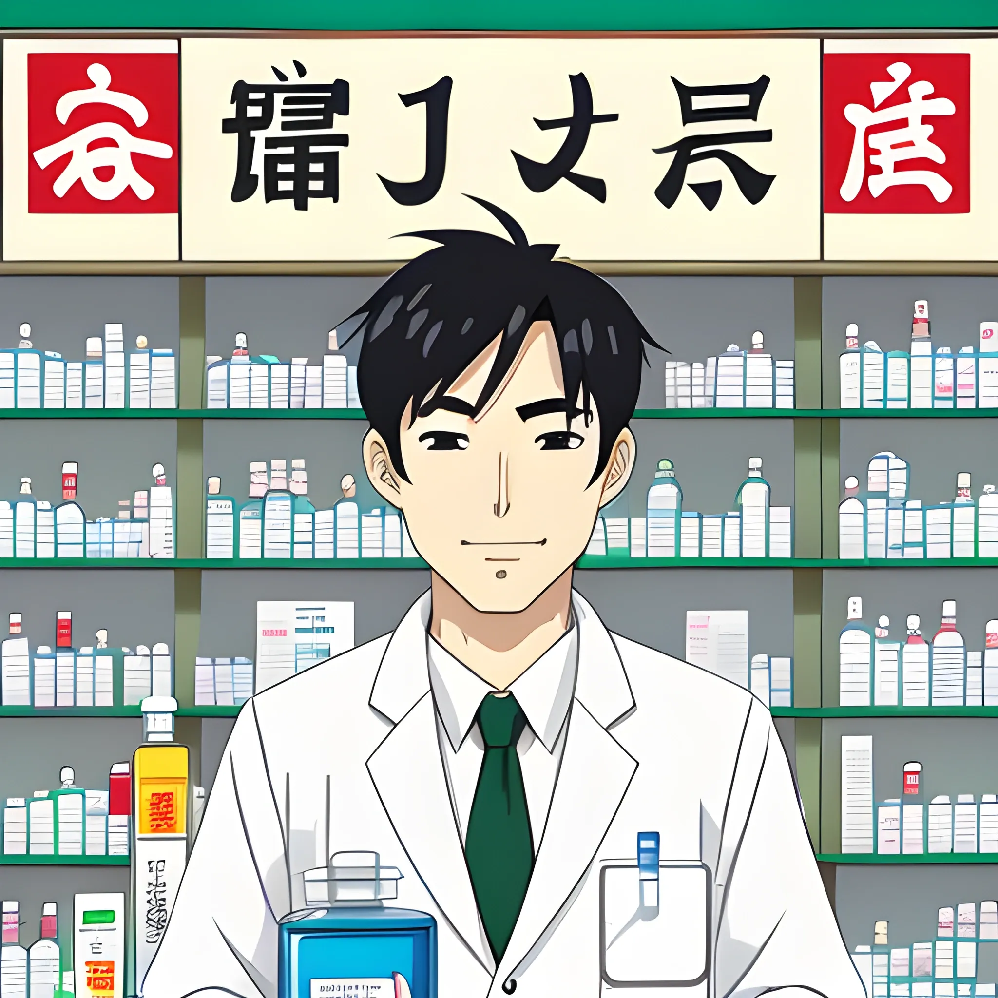 Man pharmacist, japanese Cartoon