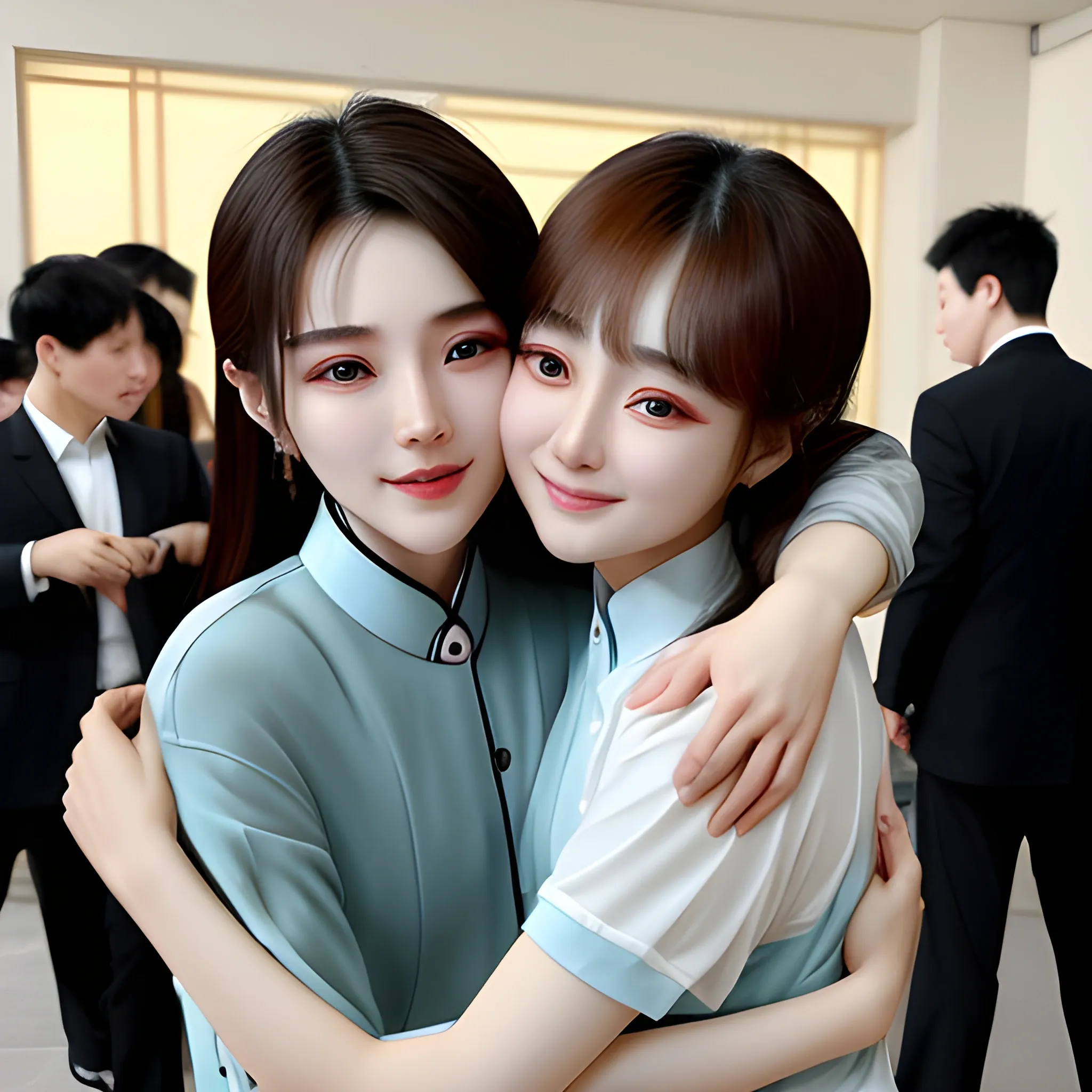 Dingchengxin and liuyaowen hug