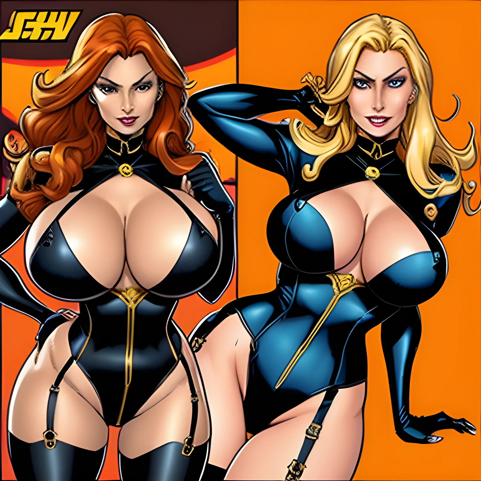 A lewd milf version of Jean Grey in the form of a  Harry Potter character, large breasts, large breasts, garter belt, , brown eyes, school uniform, blonde hair, witchy aesthetic with that of a confident woman. Jean Grey fusion with Raven