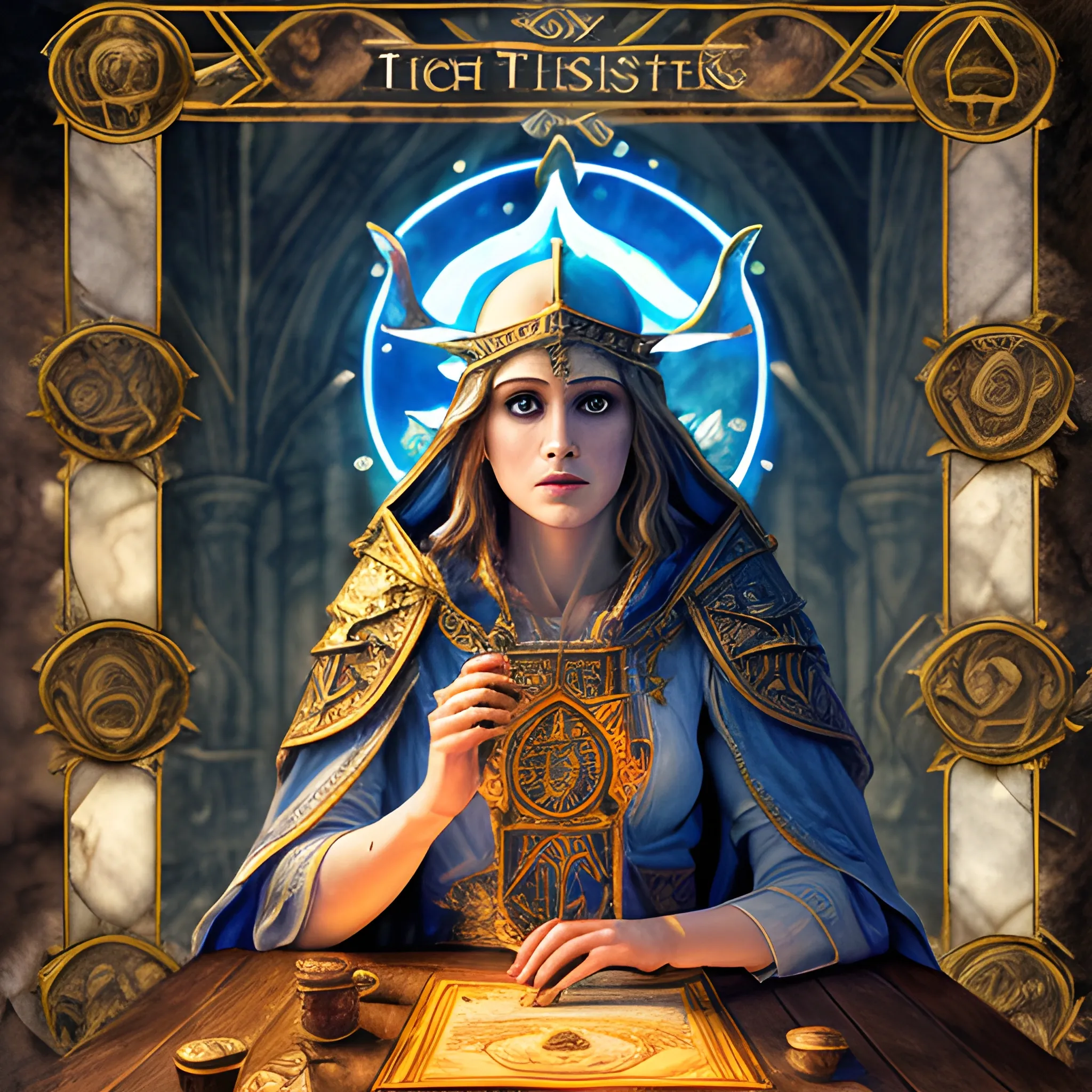 draw the priestess tarot card (high quality), (detailed), (masterpiece), (best quality), (highres), (extremely detailed), (8k), HD, 8k, photography, Water Color