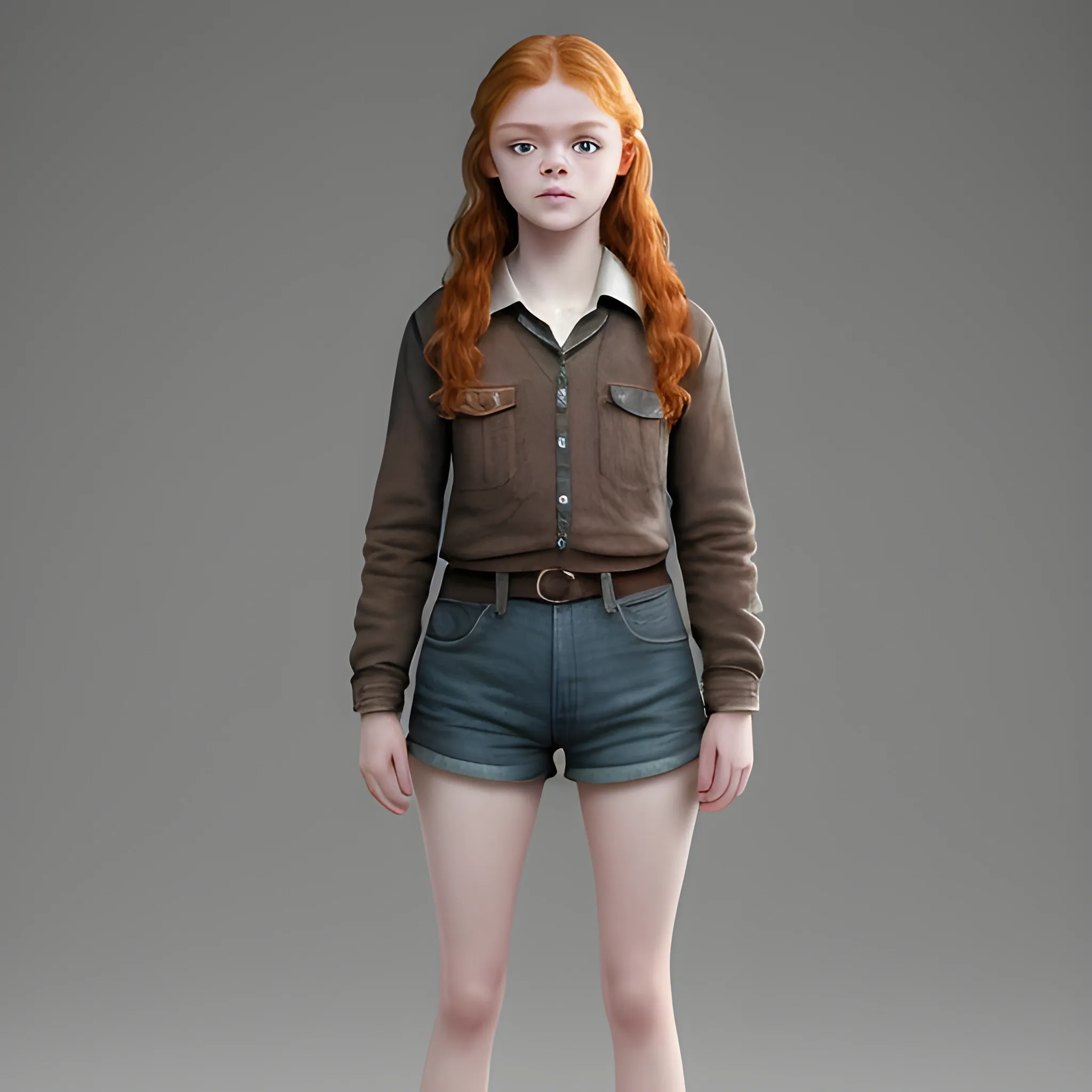 Looking like Sadie Sink. Full body image of a beautiful. Very realistic, HQ, 8K, HDR, Realistic skin