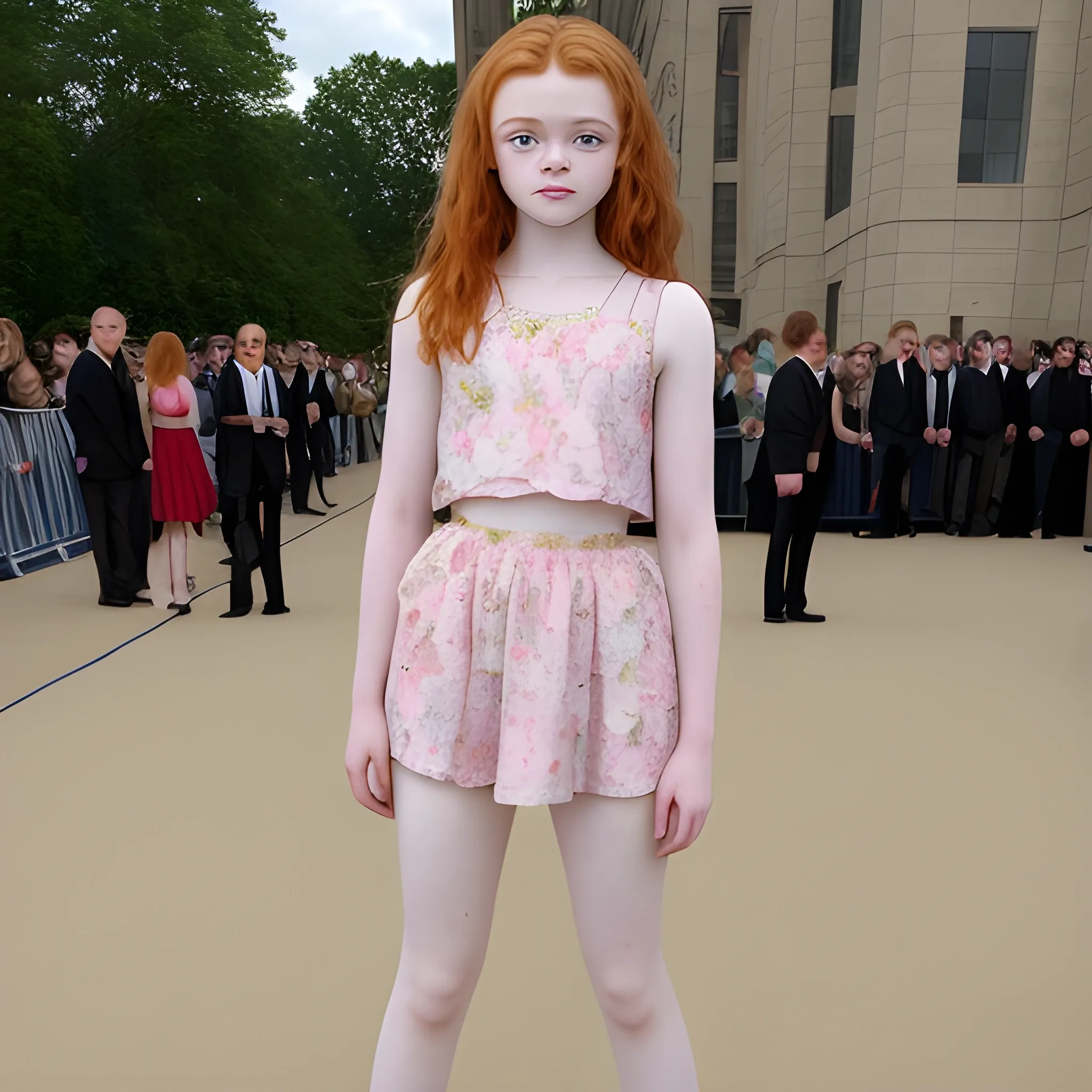 Sadie Sink. Full body image of a beautiful. Very realistic, Realistic skin