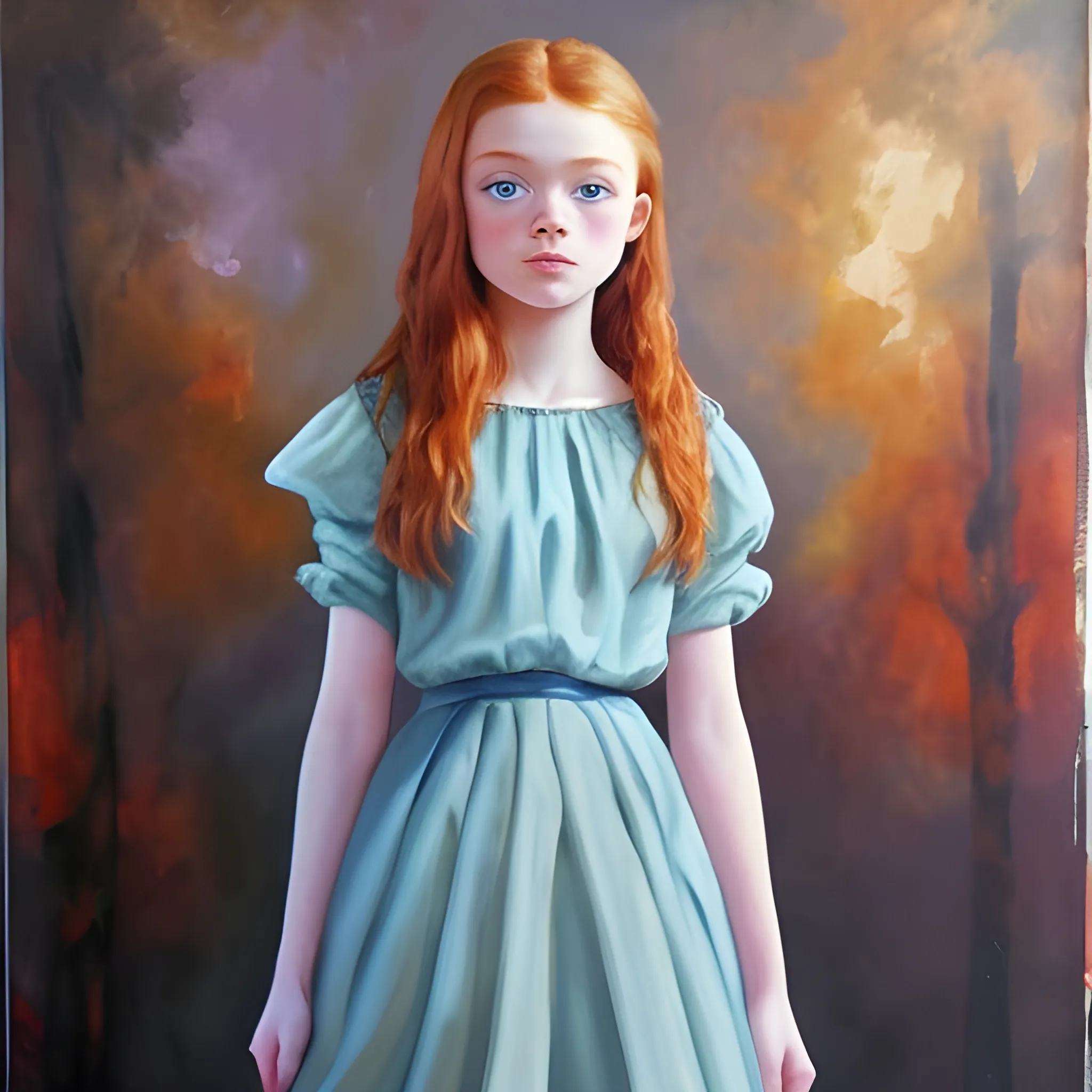 Sadie Sink. Full body image of a beautiful. , Oil Painting