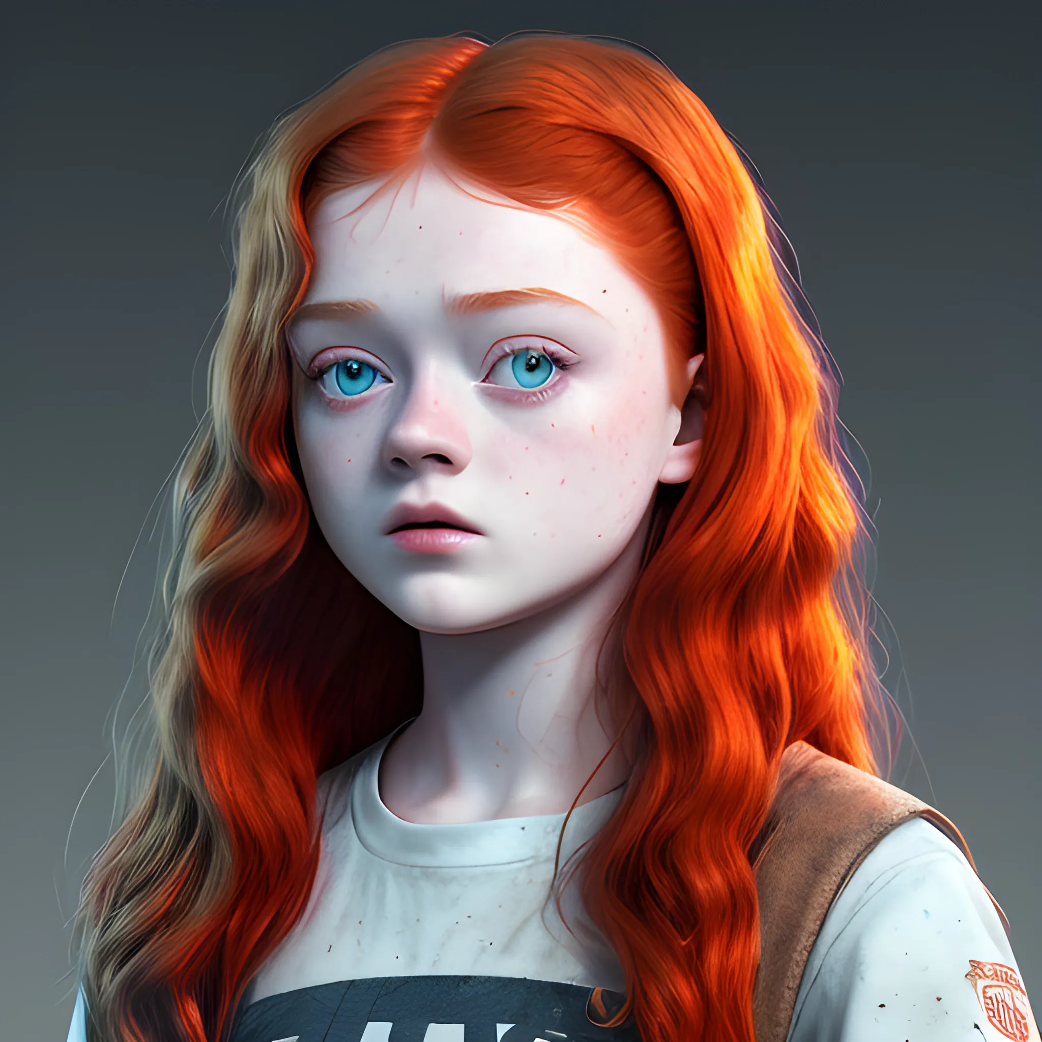 Sadie Sink , red hair,   RGB color, ultra detailed, HD, HDR, 3D