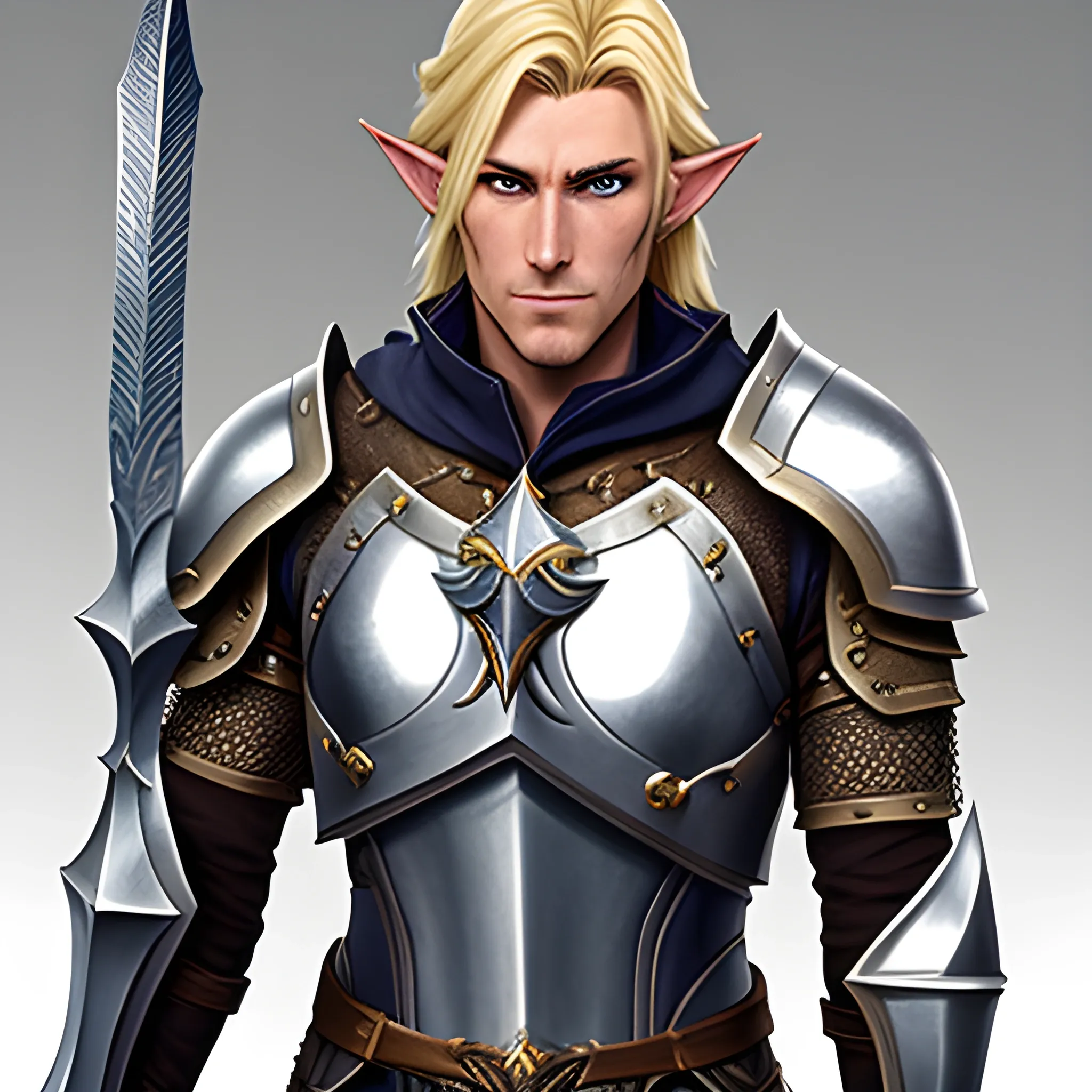 A male young half-elf paladin who has a blend of human and elven ...