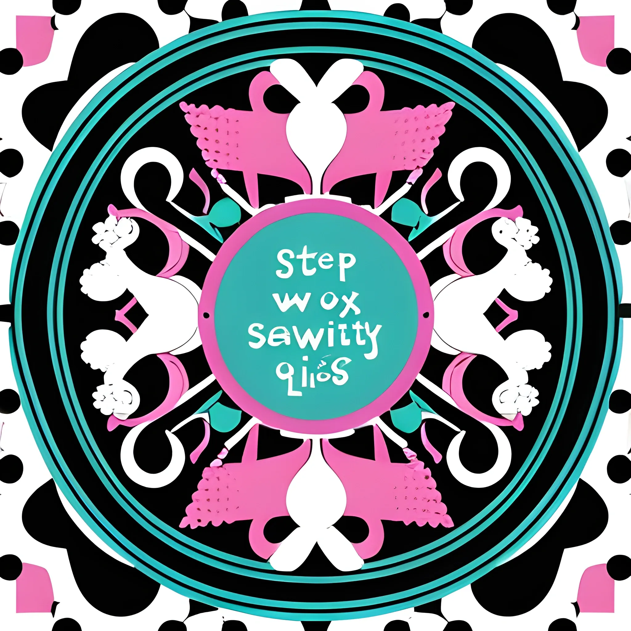 Step into a world of creativity with this diverse logo that showcases the beauty of sewing. The dolls and their clothes are brought to life with a mix of teal and pink hues, while the black and white outline art adds a touch of sophistication. The circular ring background ties it all together in a visually stunning way.