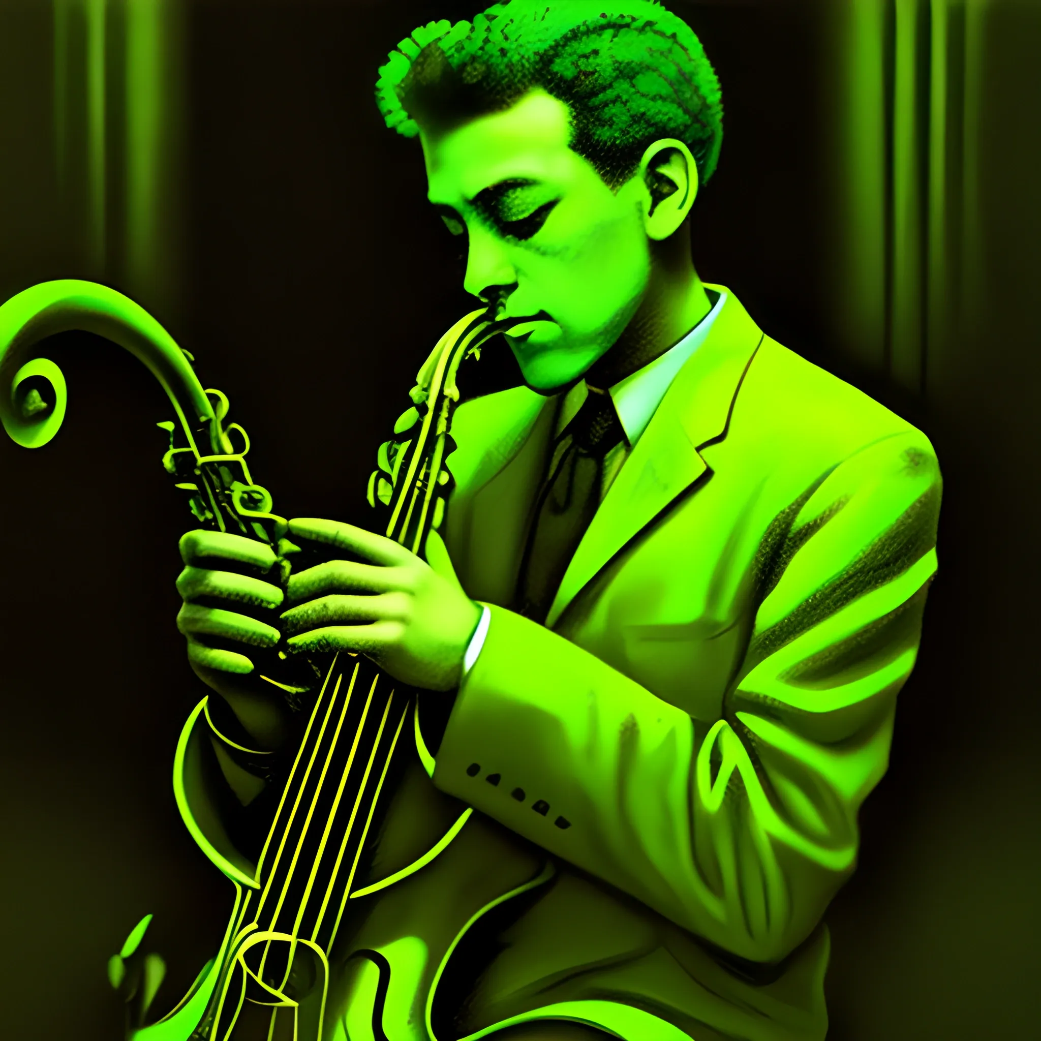 lonely jazzman. green melancholy glow