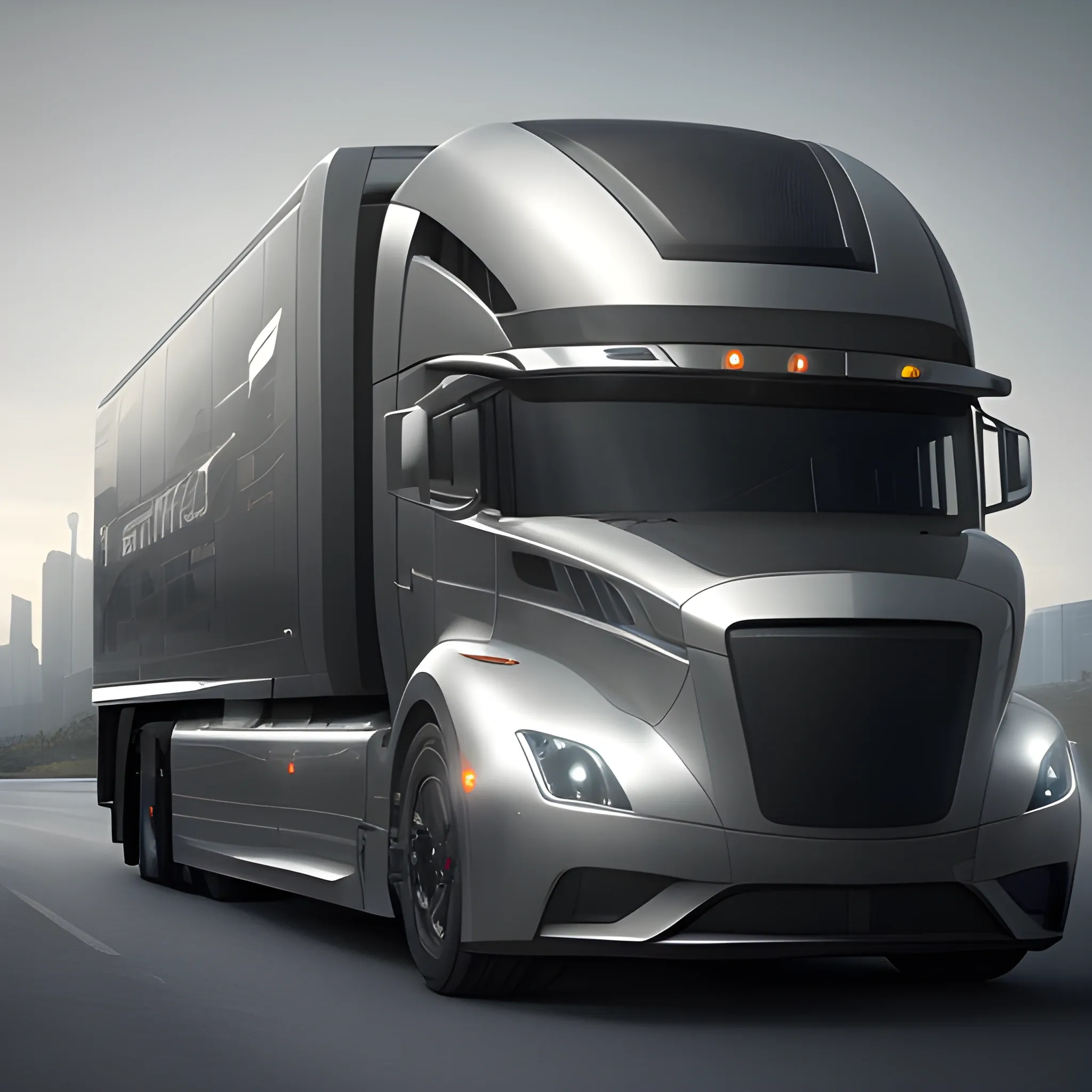 masterpiece, highly detailed photorealistic 8k raw photo, best cinematic quality, volumetric lighting and shadows
Cutting-edge futuristic chrome Graphite Gray truck, incorporating sleek lines, advanced technology, and innovative features. Create a camera view that showcases the entire vehicle, offering a comprehensive look at its futuristic design and the way it seamlessly blends form and function. The design should exemplify the essence of the future in the world of transportation