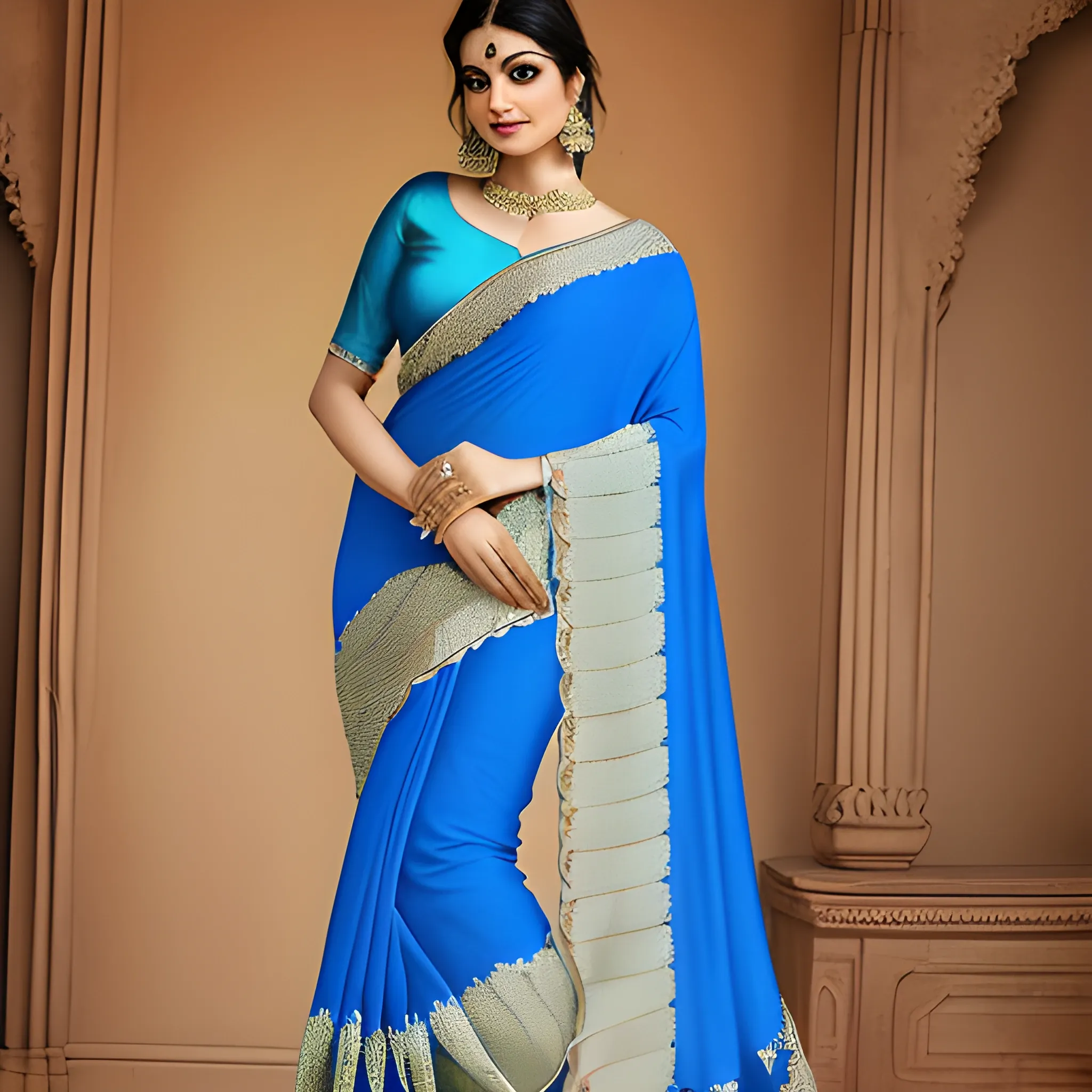 Blue diamond saree in day time