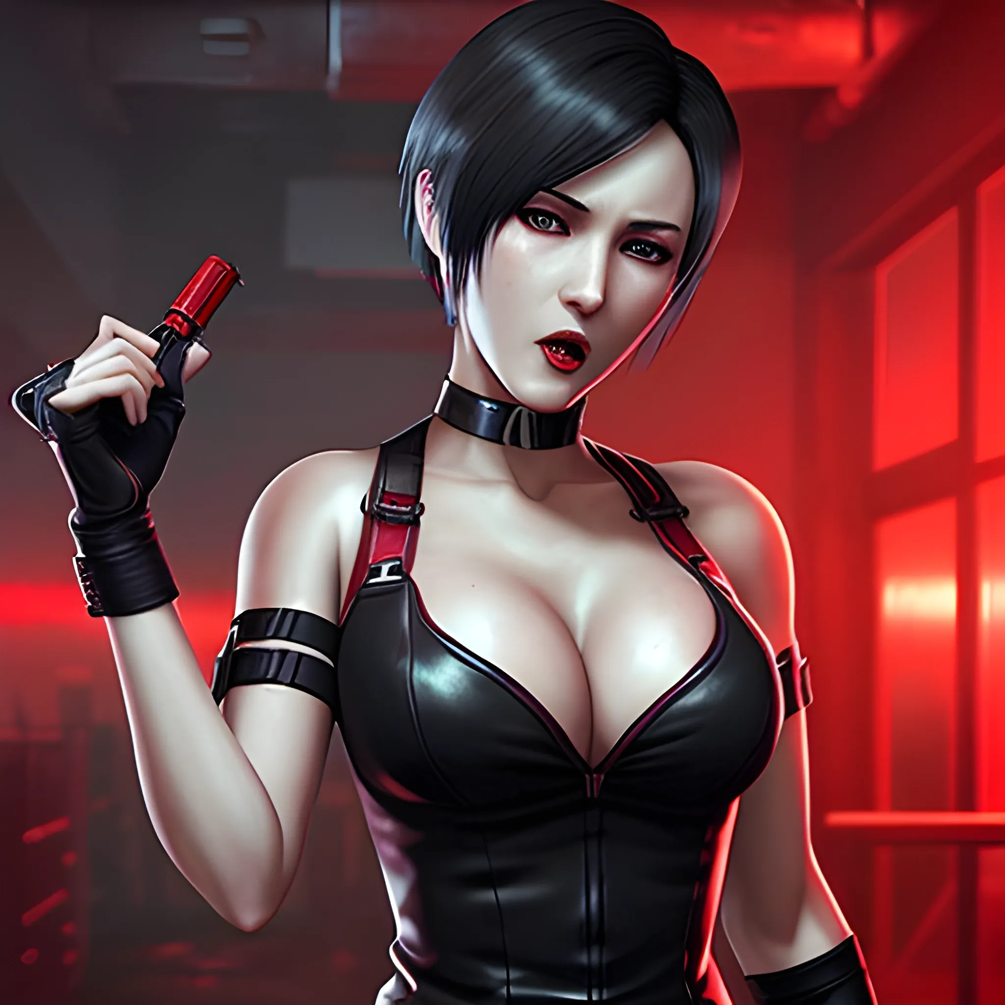 an image of Ada Wong from Resident Evil 2 Remake. She has short,... -  Arthub.ai