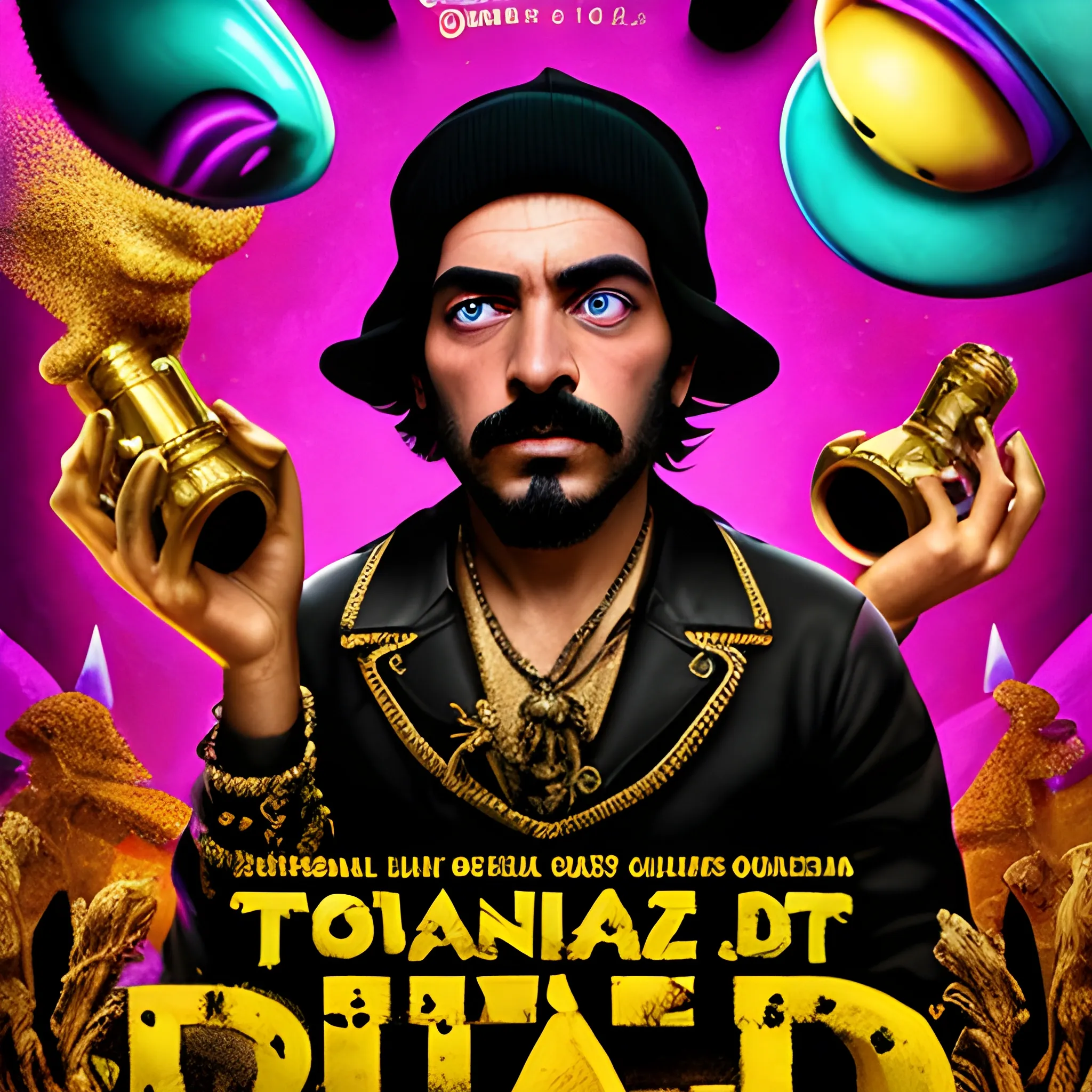 Una pizarra de cine con toques dorado y negro que se asemejan a una premiación
 

, Trippy