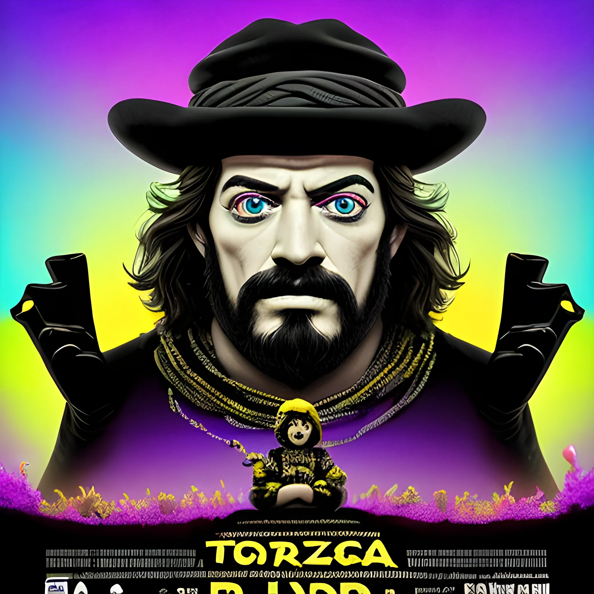 Una pizarra de cine con toques dorado y negro
, Trippy