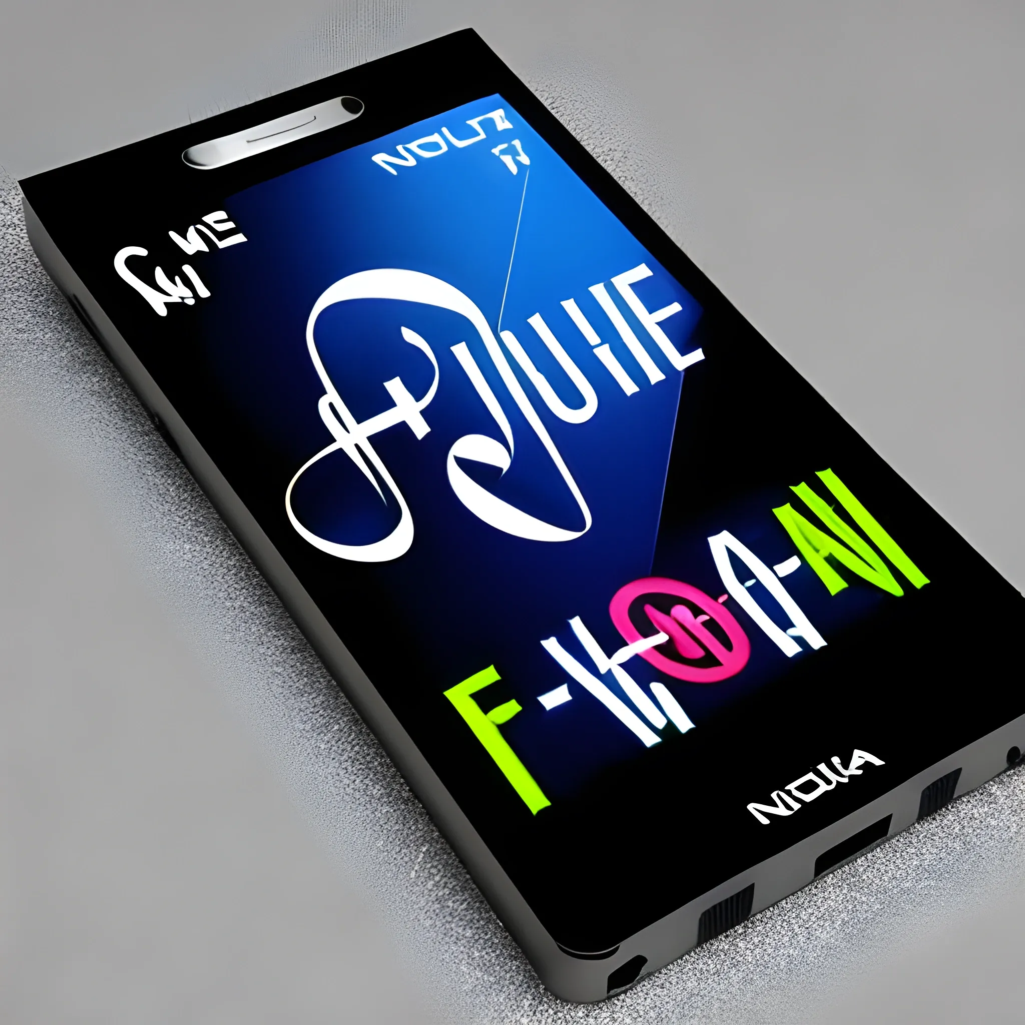 music themed poster promotional, nightclub, showing highly detailed nokia flip phone , title at top banner 'Four-G', drawing