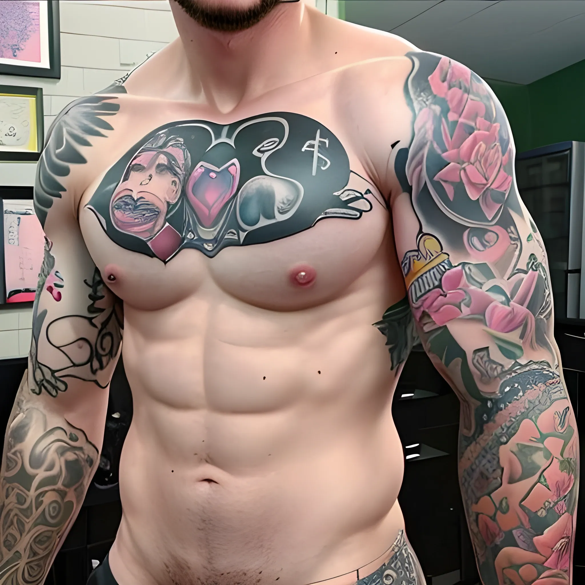 Gay,Mascular, Big penis,Veiny Penis,Tatoos,Sweaty - Arthub.ai