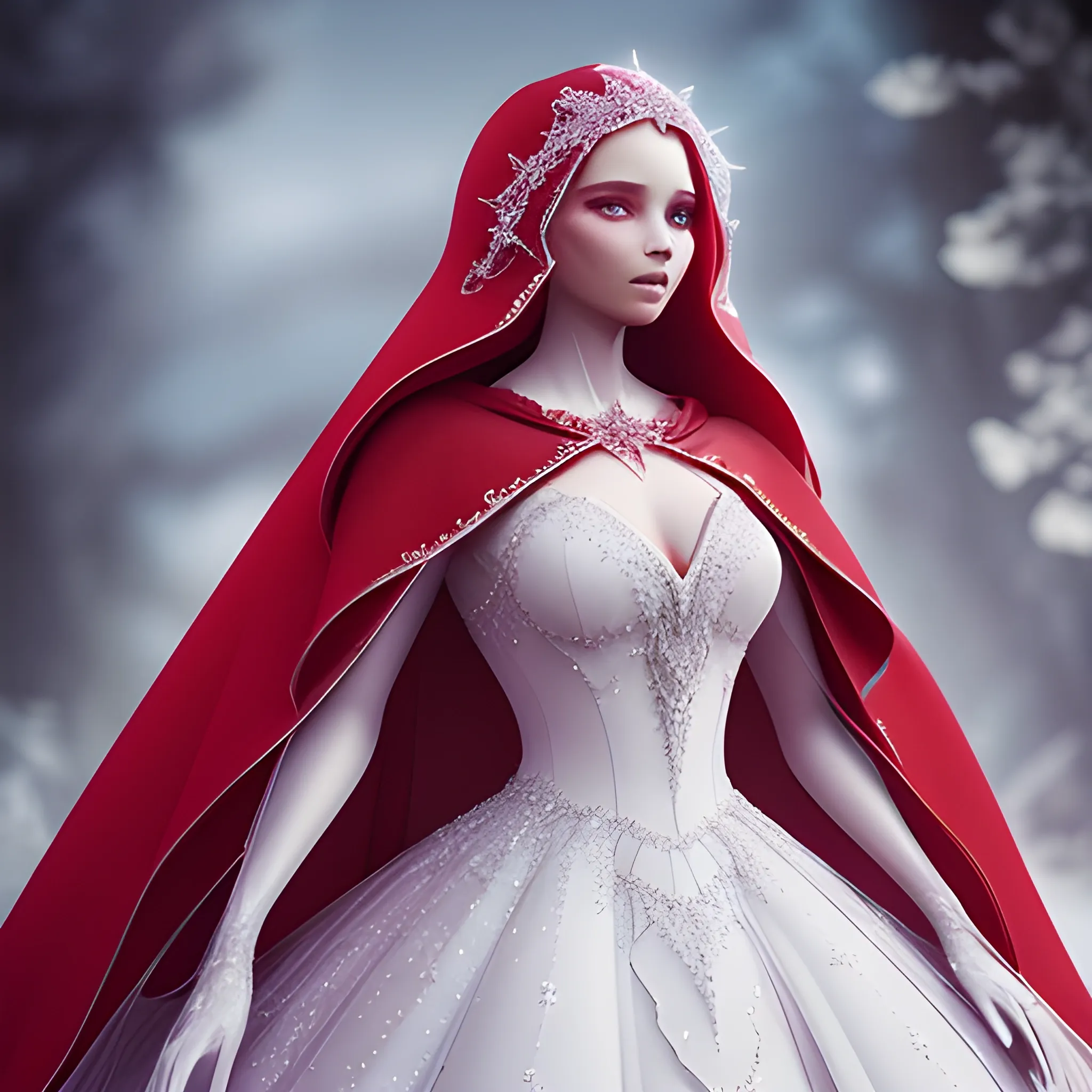 Crystal wedding dress Cape, red, magic, octane number rendering, surreal ，HD --ar 9:16 --upbeta