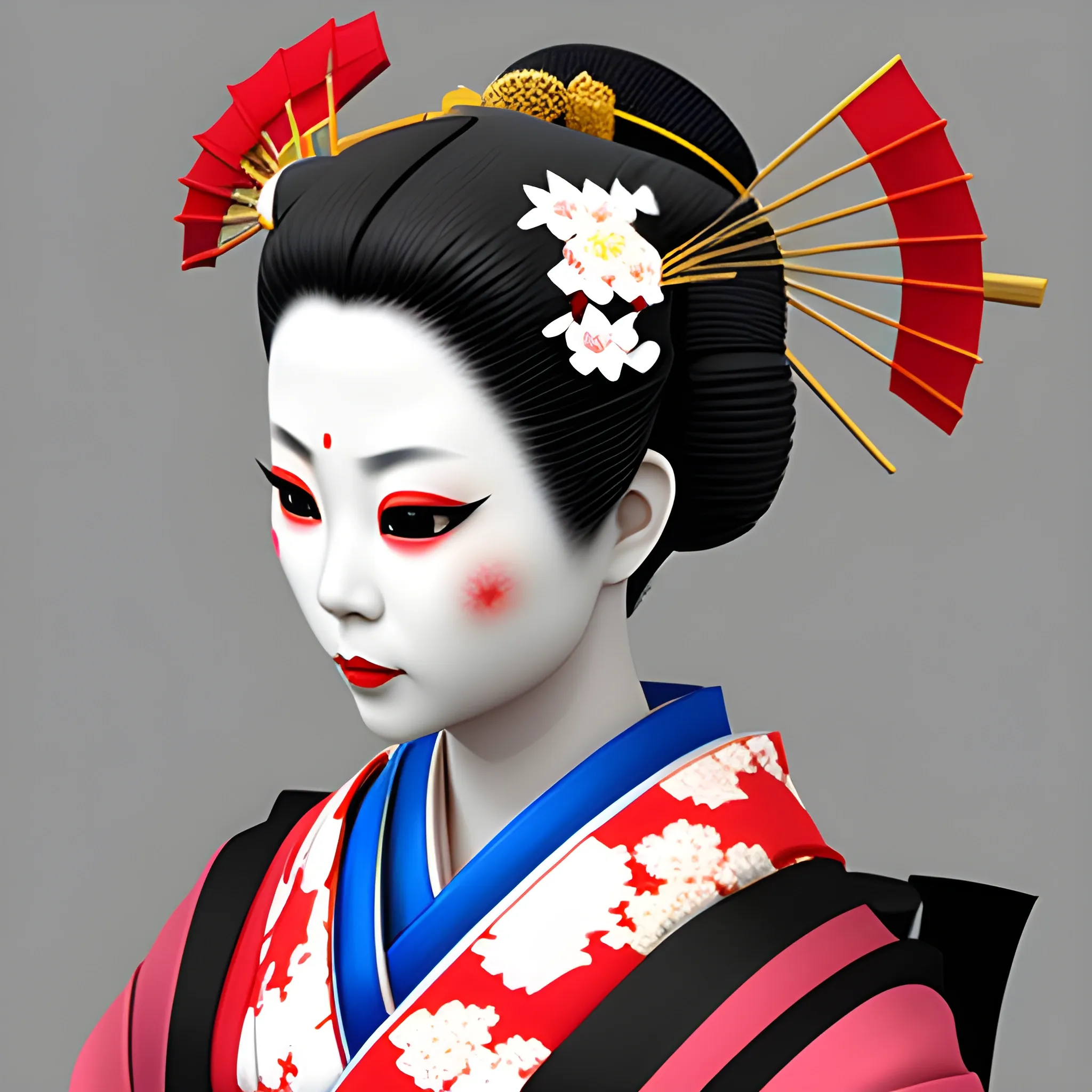 Create a 3D geisha model 