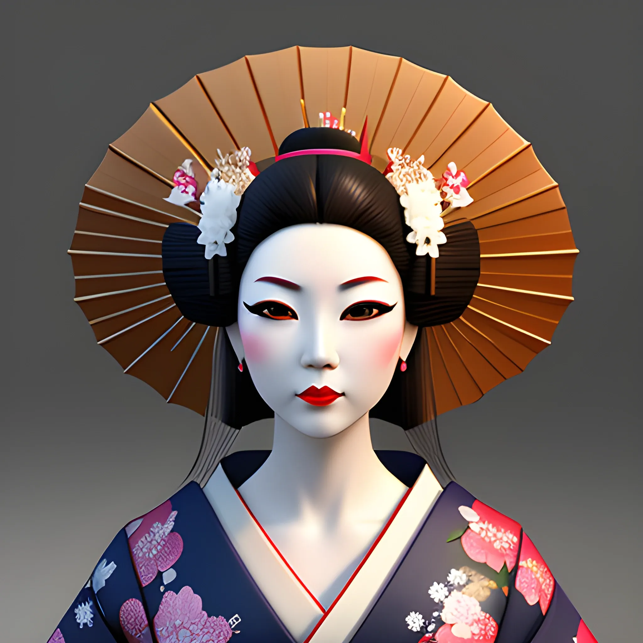 Create a 3D pretty geisha model 