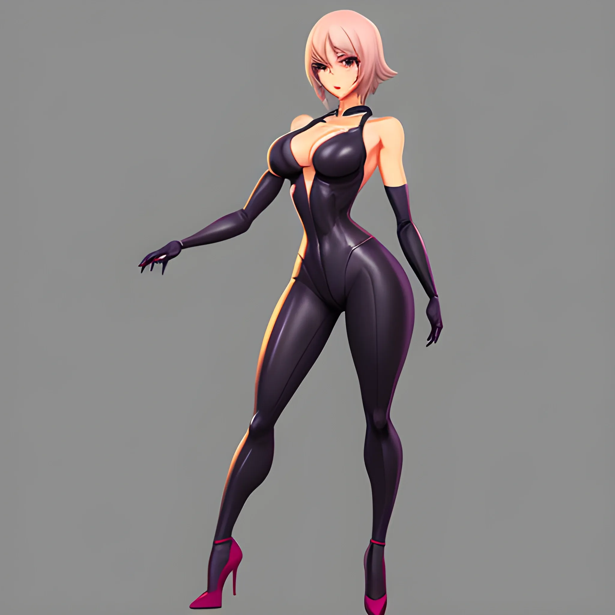 dynamic pose, 1/3 full body anime girl base. no background character design, Cartoon