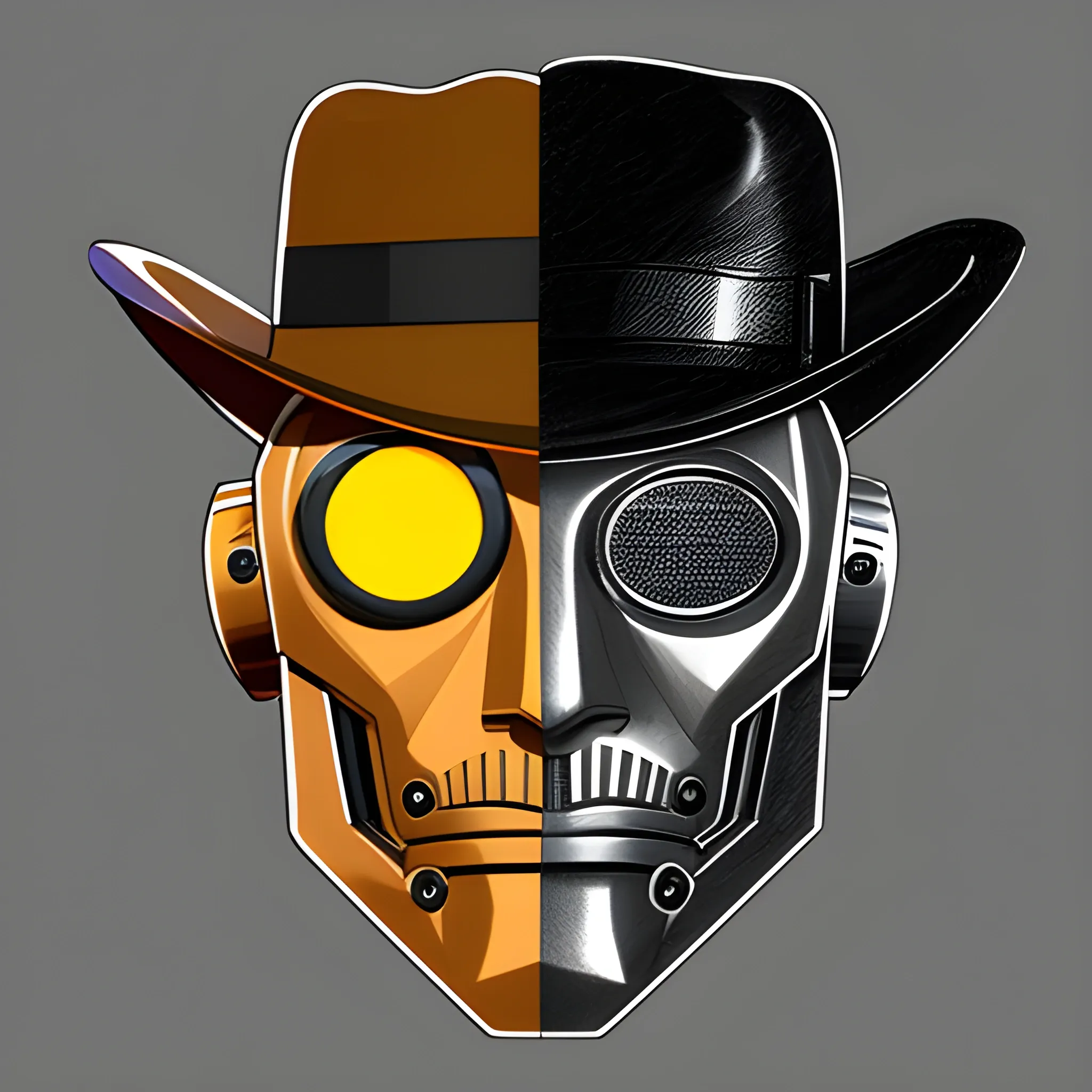 Robot detective | metal robot face | fedora | trench coat | pistol, Pencil Sketch