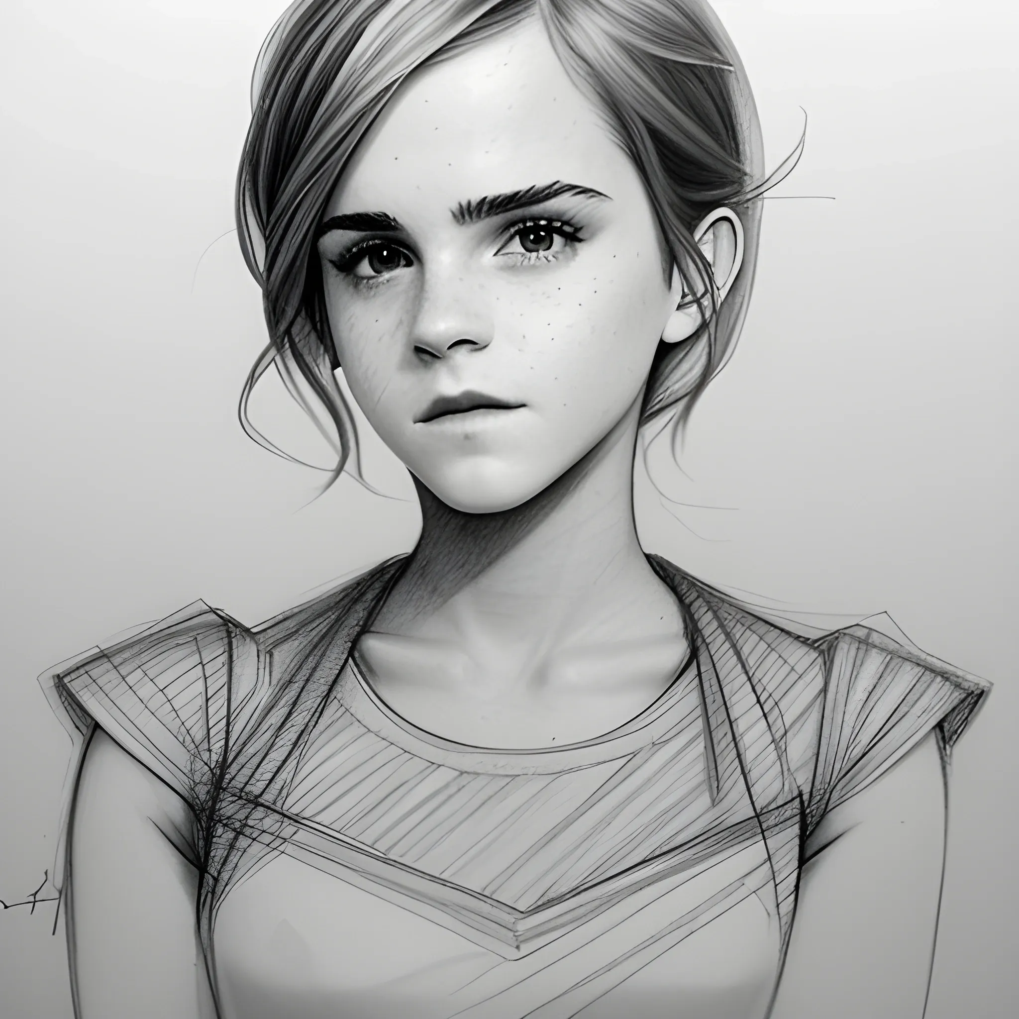 emma watson, seetru dress, Pencil Sketch