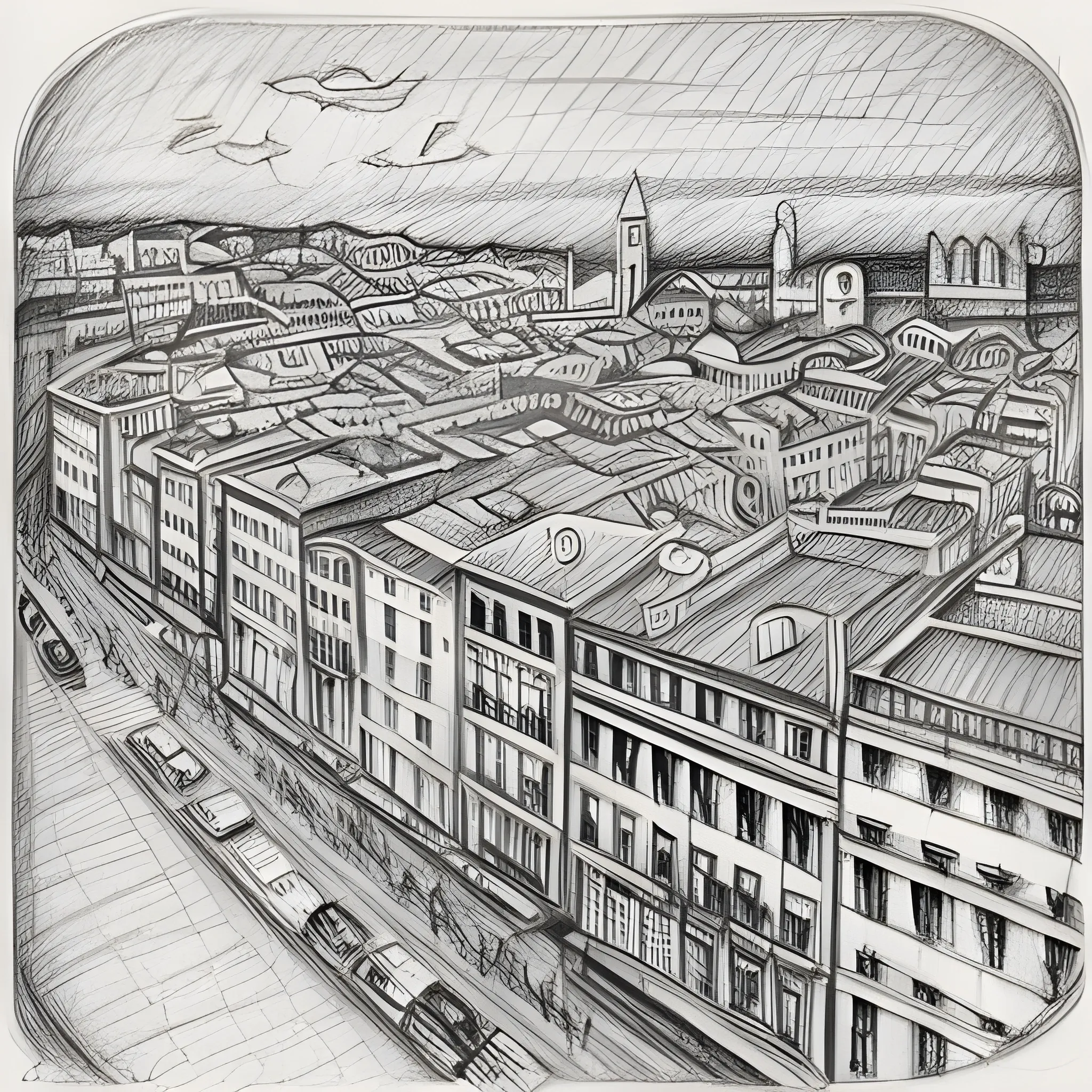 old Lisbon up view, Pencil Sketch