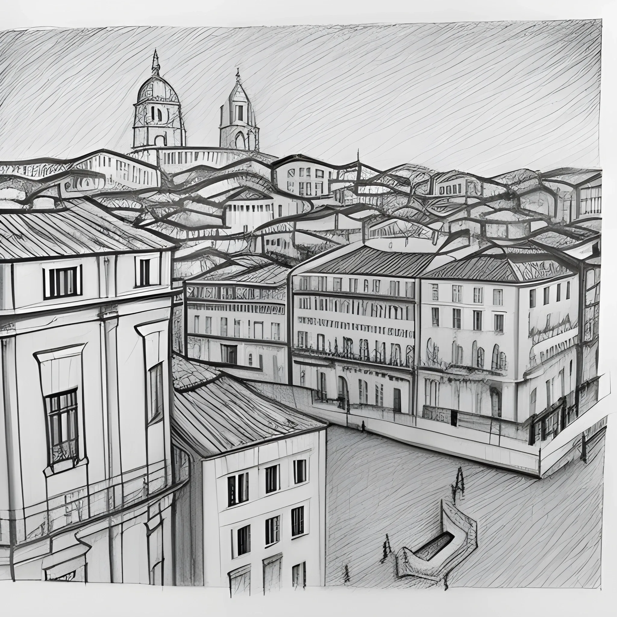 old Lisbon up view, Pencil Sketch