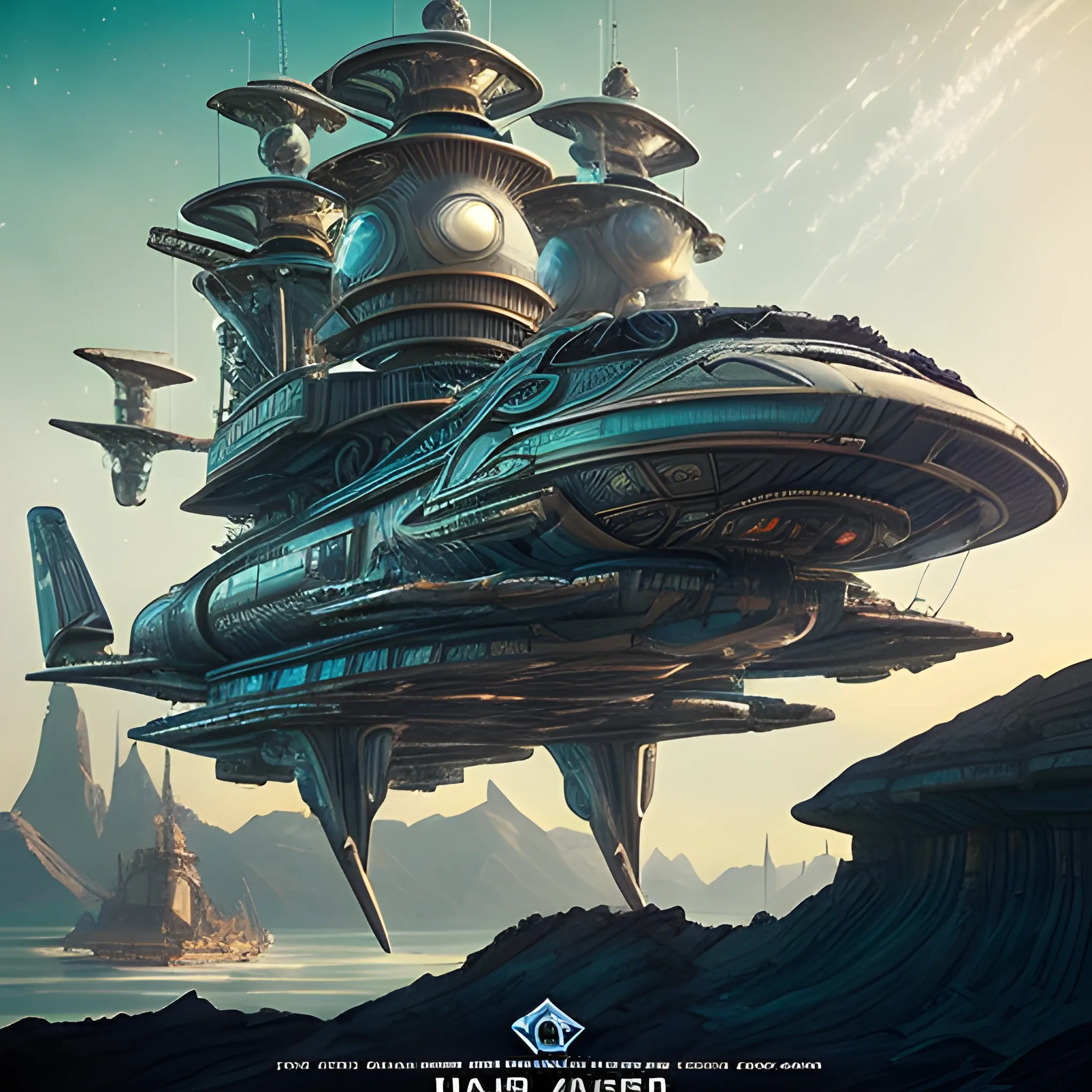 In this awe-inspiring blend of steampunk-inspired and futuristic elements, a unique starship takes center stage, designed by the genius imaginations of Mary Shelley & Tim Burton, & Ridley Scott. The starship is an amalgamation of iconic vehicles from different eras, including a 1980 Lamborghini, a 1960s Shelby Mustang, and a 1974 Winnebago. The ship's journey through the vast expanse near a Saturn-Earth-esque planet is brought to life in stunning 750k UHD.The intricate motherboard forms the backbone of the vessel, culminating in an imposing, frightful, & creepy Bengal Tiger's head is carved into the front. The ship's powerful artillery is visible in the background, while blue crystal diamond tiger tail shaped nacelles adorn the rear. This captivating artwork seamlessly blends steampunk elements and futuristic starship designs., illustration, fashion, anime, vibrant, graffiti, photo, architecture, painting, portrait photography, conceptual art, 3d render, poster, cinematic, wildlife photography, typography, ukiyo-e, dark fantasy, product.In this awe-inspiring blend of steampunk-inspired and futuristic elements, a unique starship takes center stage, designed by the genius imaginations of Mary Shelley & & Ridley Scott. The starship is an amalgamation of iconic vehicles from different eras, including a 1980 USA Submarine, a 1960s Shelby Mustang, and a 1974 Winnebago. The ship's journey through the vast expanse near a Saturn-Earth-esque planet is brought to life in stunning 750k UHD.The intricate motherboard forms the backbone of the vessel, culminating in an imposing, frightful, & creepy Bengal Tiger's head is carved into the front. The ship's powerful artillery is visible in the background, while blue crystal diamond tiger tail shaped nacelles adorn the rear. This captivating artwork seamlessly blends steampunk elements and futuristic starship designs., illustration, fashion, anime, vibrant, graffiti, photo, architecture, painting, portrait photography, conceptual art, 3d render, poster, cinematic, wildlife photography, typography, ukiyo-e, dark fantasy, product.