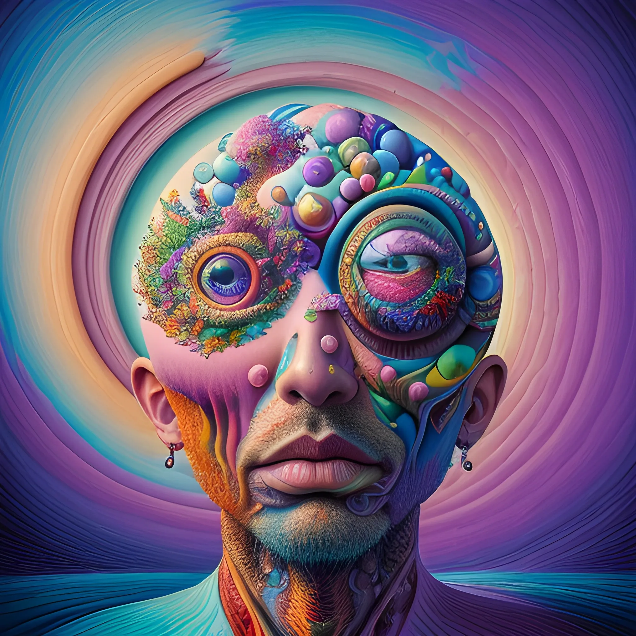 surrealism painting by mario martinez, part by tokio aoyama, ultra realistic, highly detailed, hypermaximalist, pastel colors, epic, masterpiece, dramatic lighting, fractals, 8 k, depth of field, Trippy