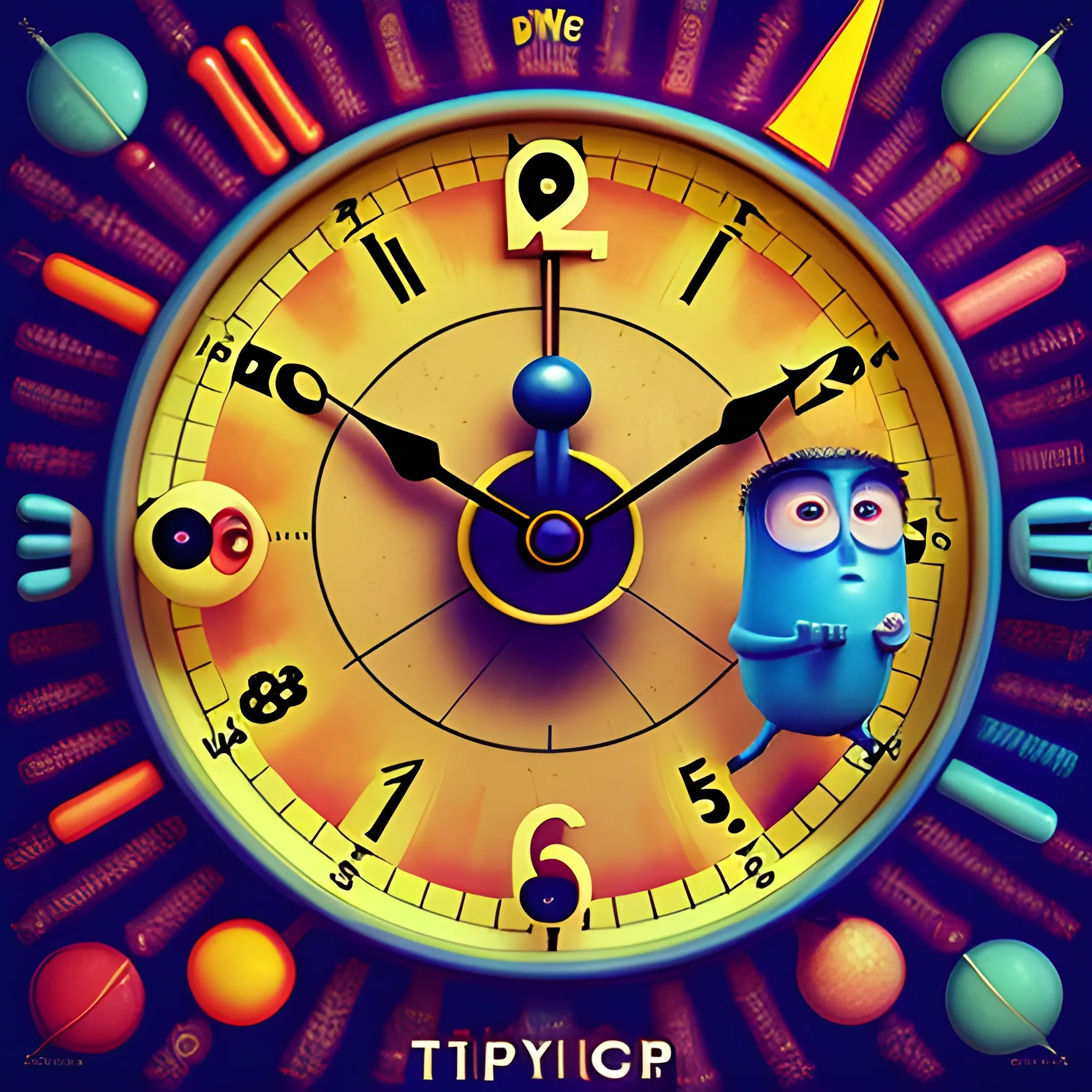 a poster of a pixar's movie about clocks, high definition, trending on artstation, Trippy