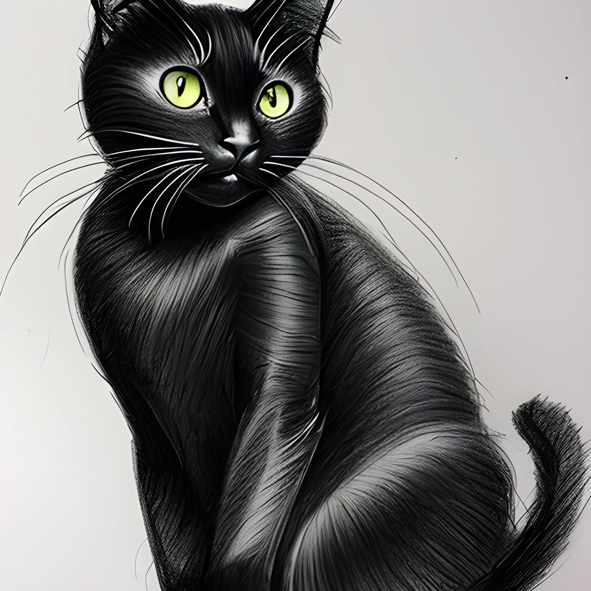 black cat, Pencil Sketch