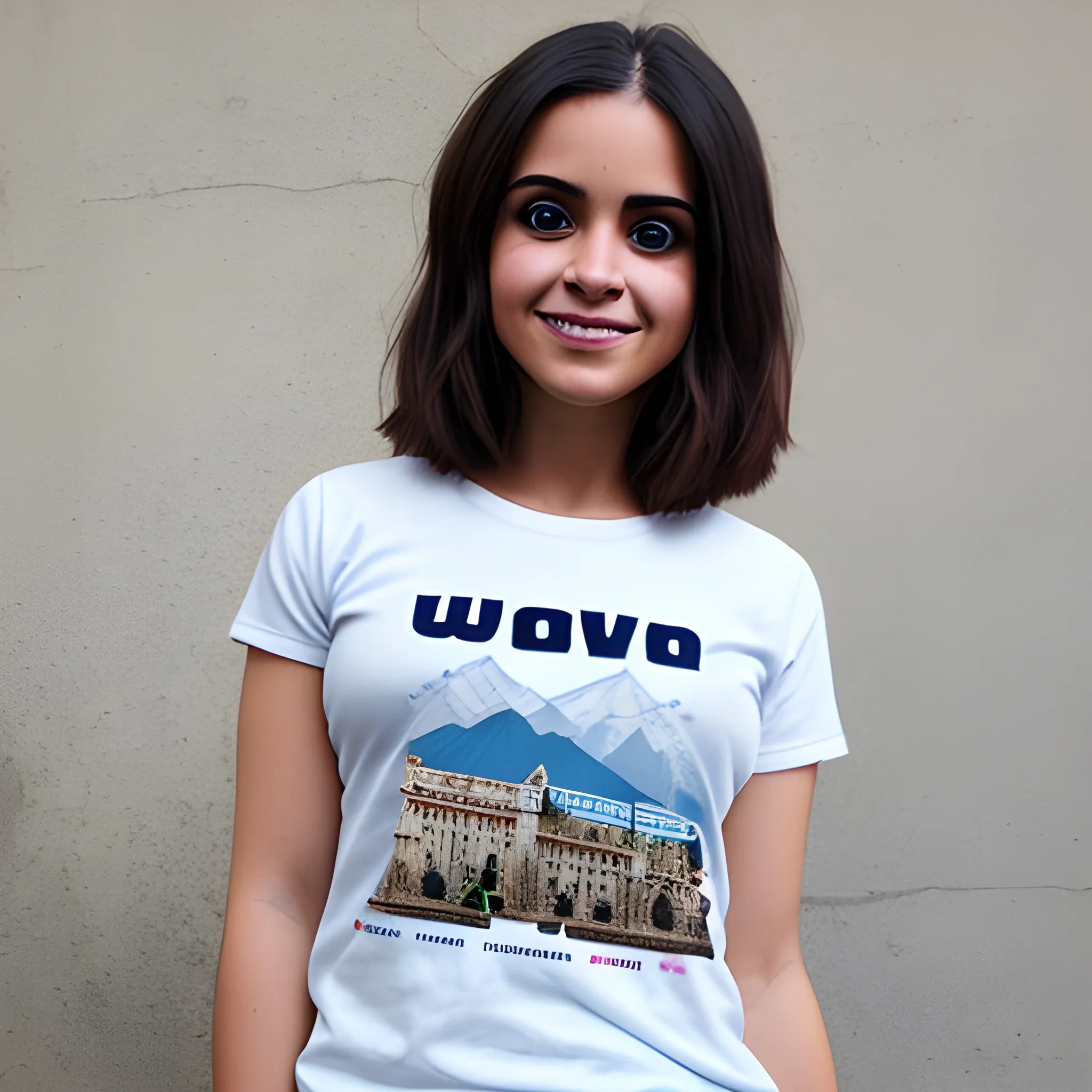 Chica con una remera que diga pet word travel arthub ai