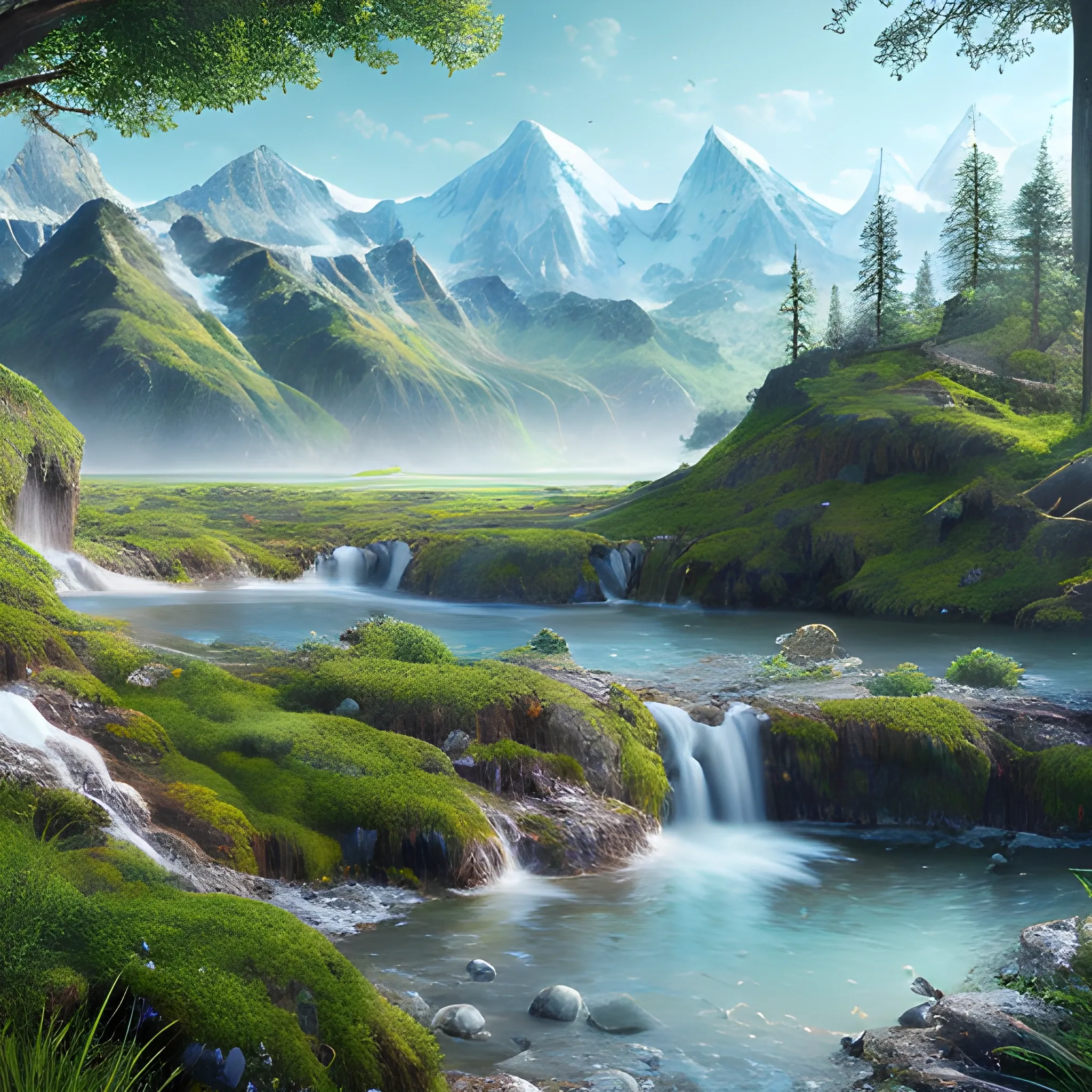 A realistic beautiful natural landscape, 4k resolution, hyper detailed