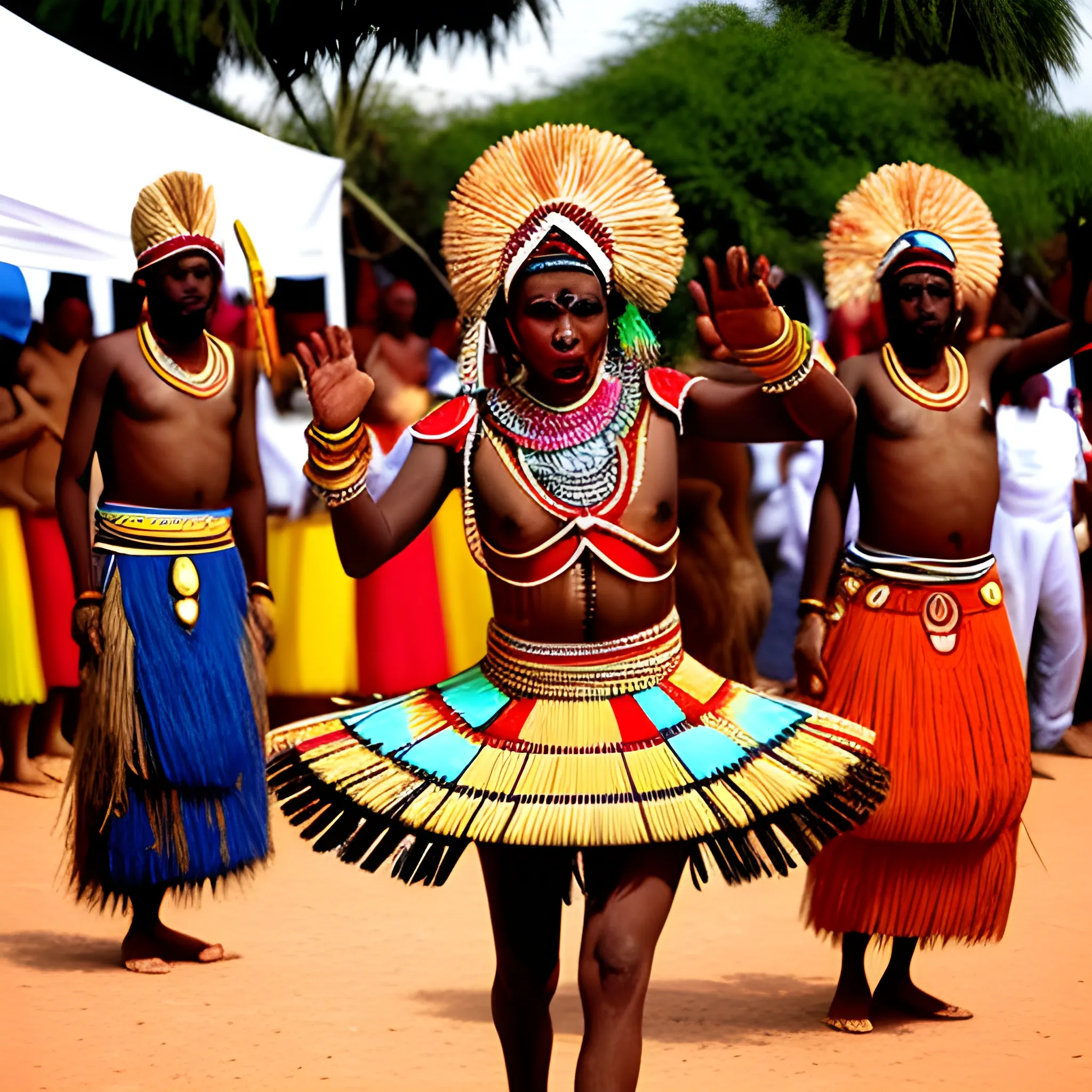 Zaouli is a traditional dancer: (full body) Zaouli is a traditional dance of the Guro people of central Ivory Coast, Trippy