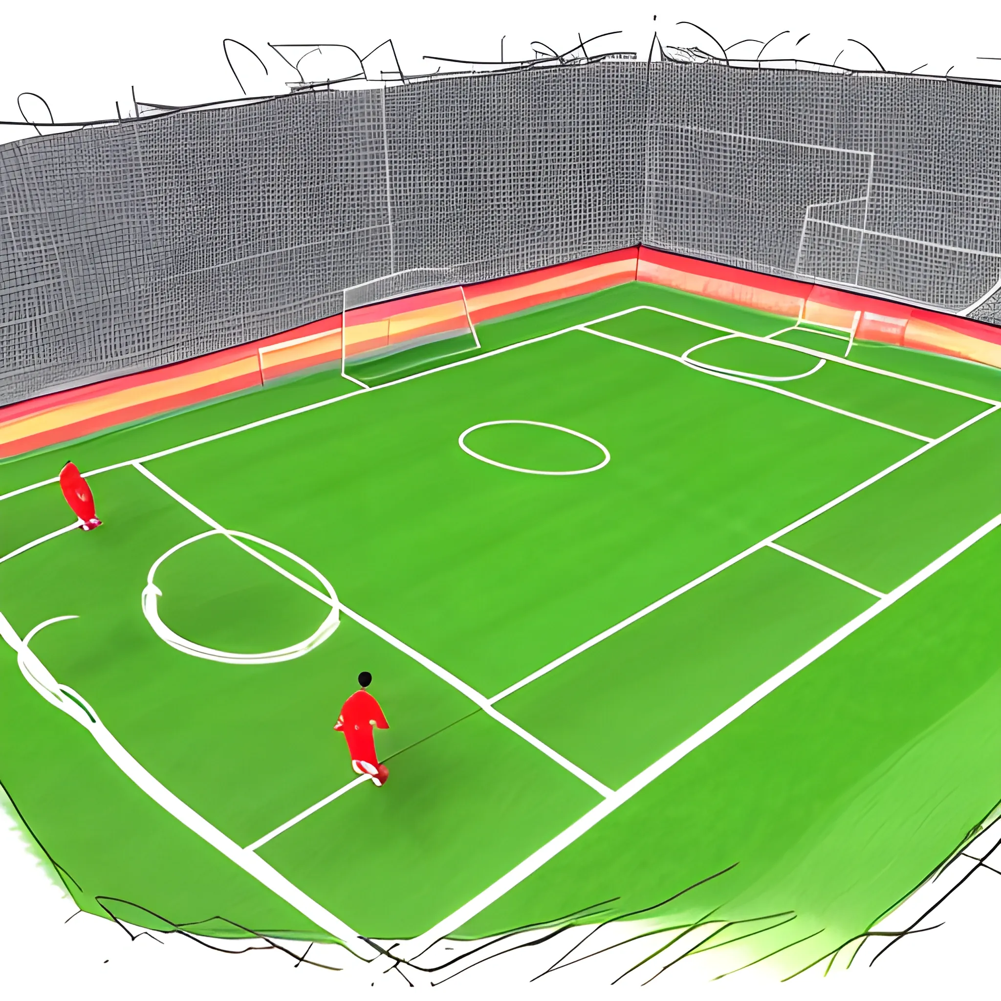 create a simple soccer field for fantasy soccer application 
, Pencil Sketch