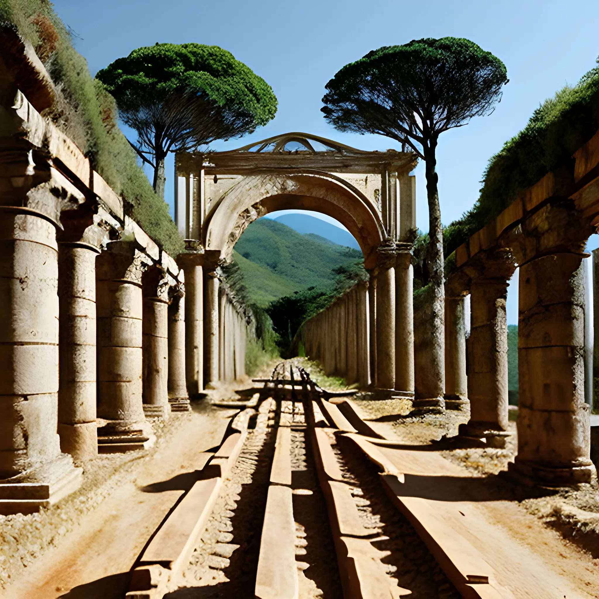 Camino de selva y estructuras gigantes romanas, Trippy