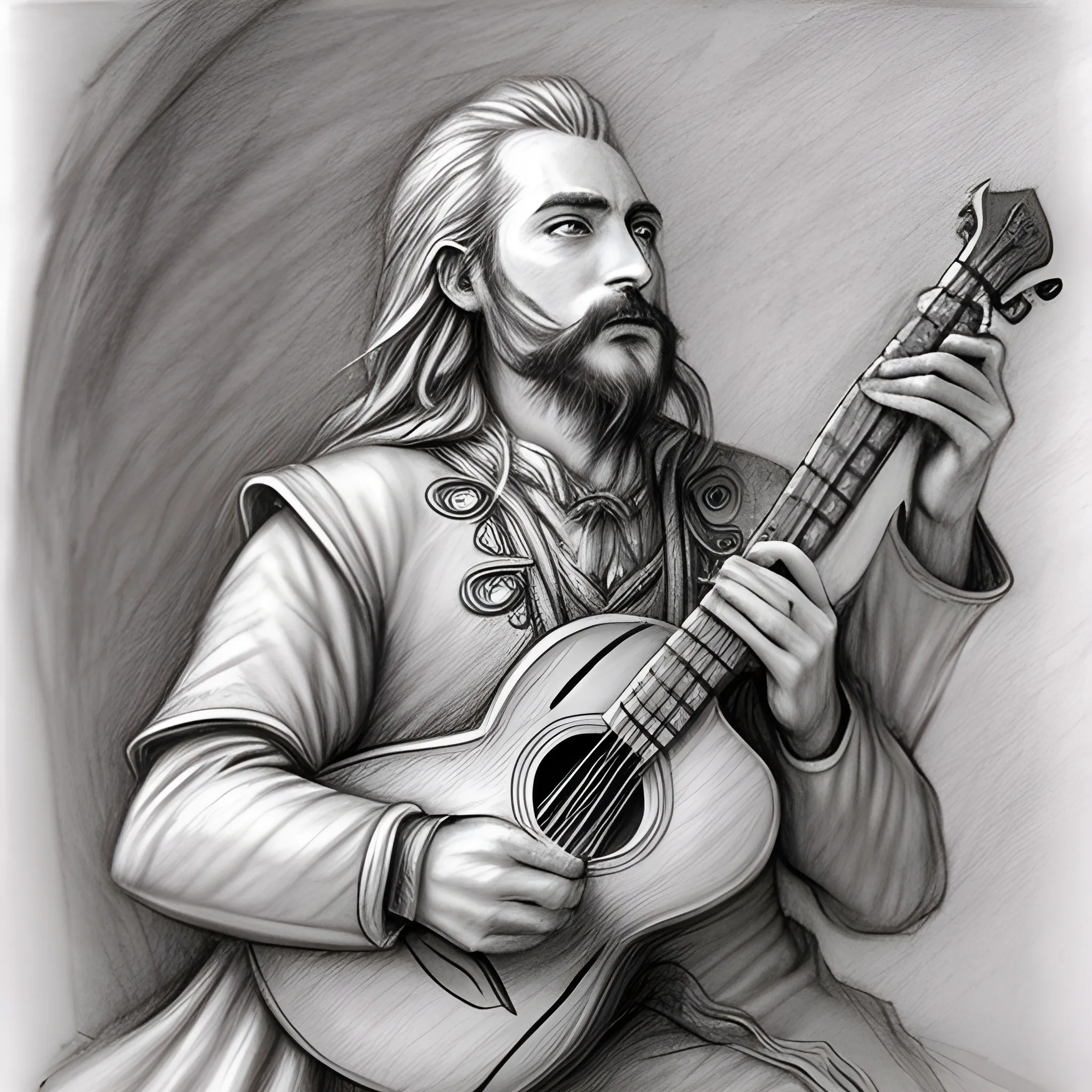 bard, men, Pencil Sketch