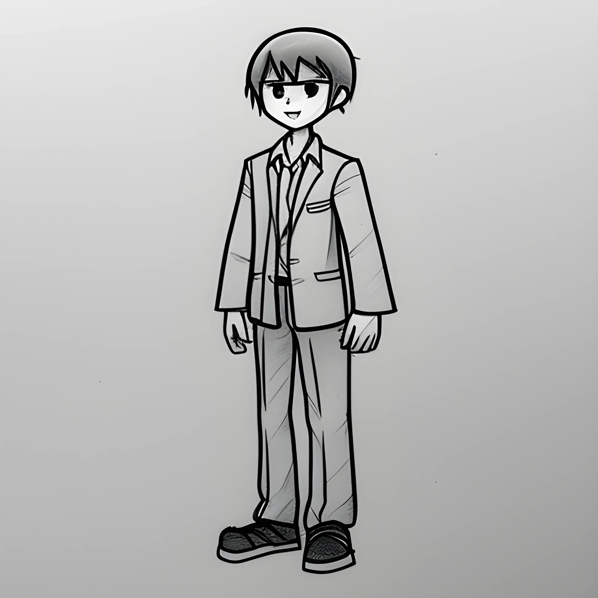 simple animation character never see full body
, Cartoon, Pencil Sketch