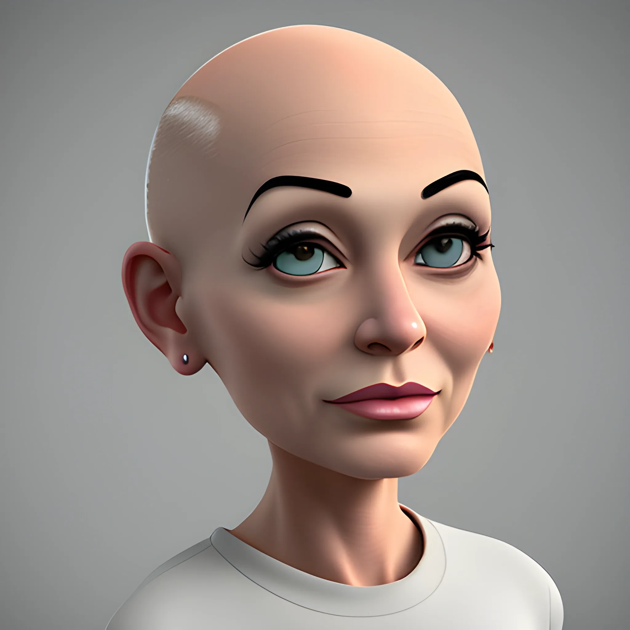 female cartoon bald
, 3D