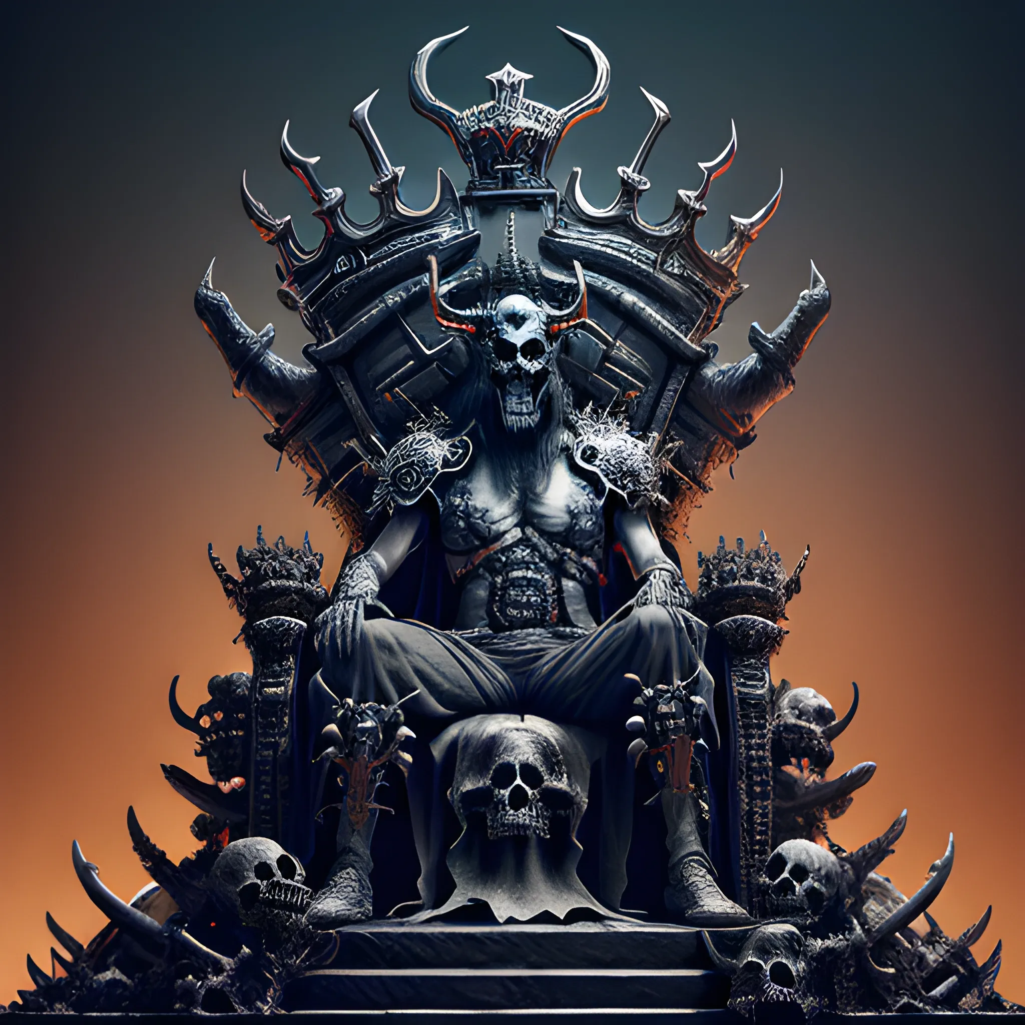 demon king in crown on a throne of bones and skulls, 8k, high re ...